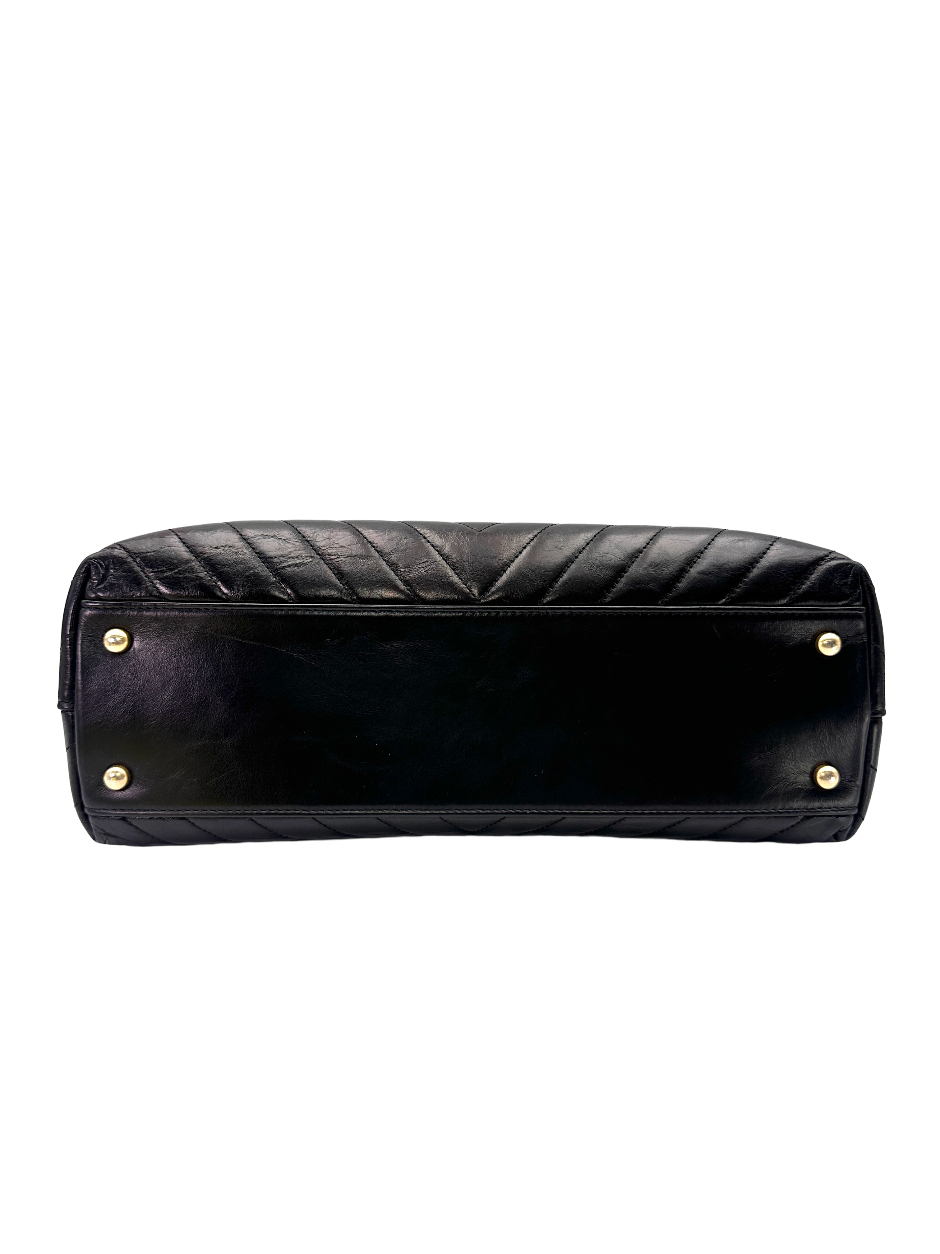 Chanel CoCo Handle Black Chevron Quilted Leather Shoulder Bag(24***01) CC2503