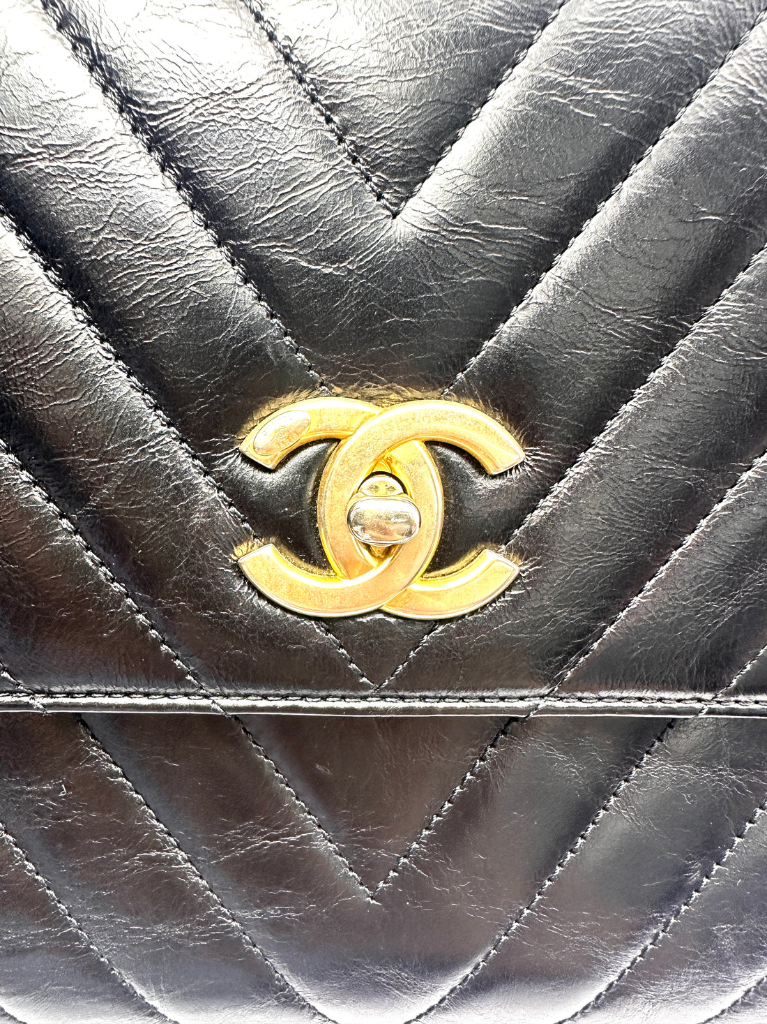 Chanel CoCo Handle Black Chevron Quilted Leather Shoulder Bag(24***01) CC2503
