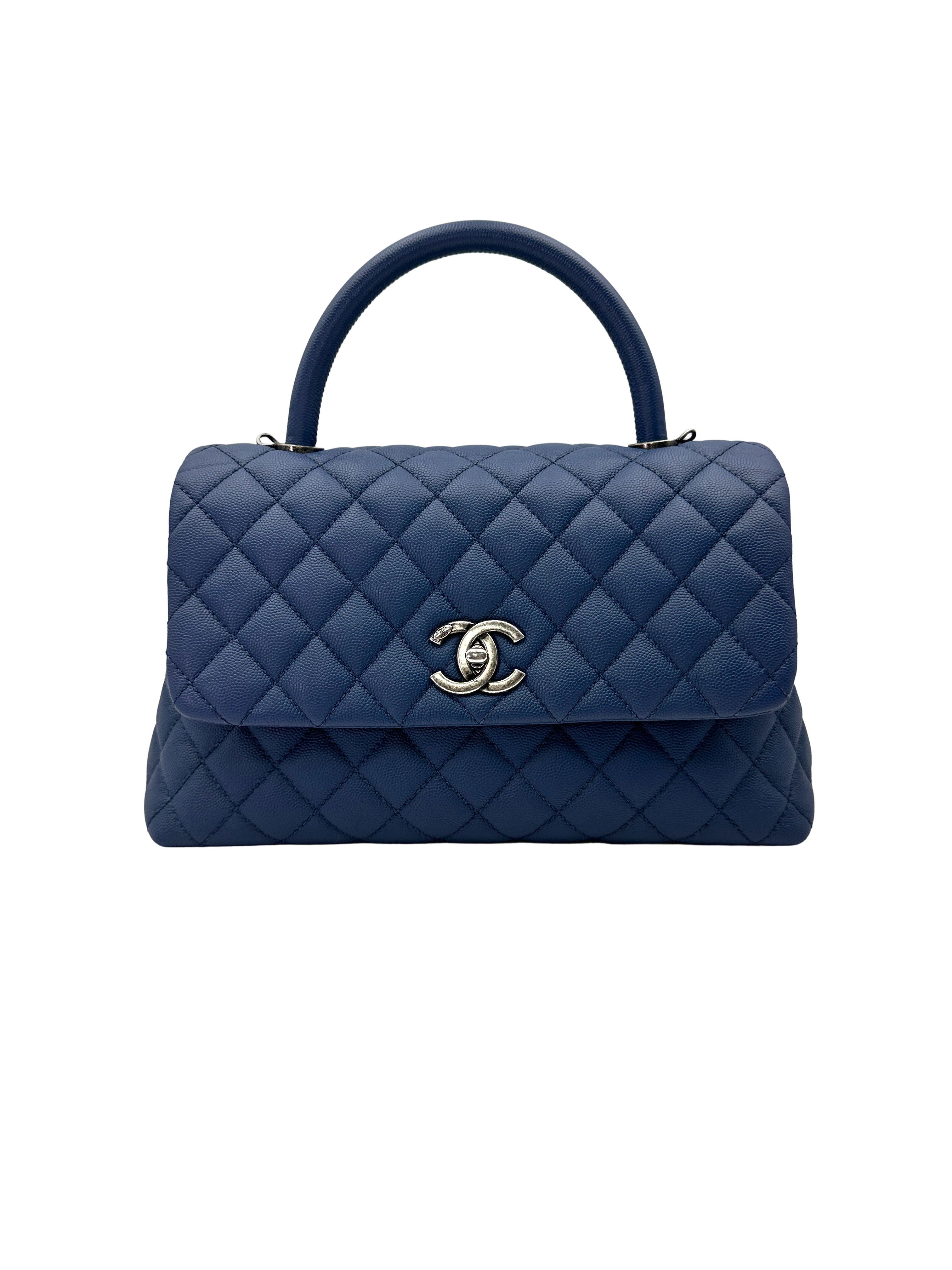 Chanel CoCo Handle Navy Quilted Leather Medium Size Shoulder Bag(23***20) CC2518