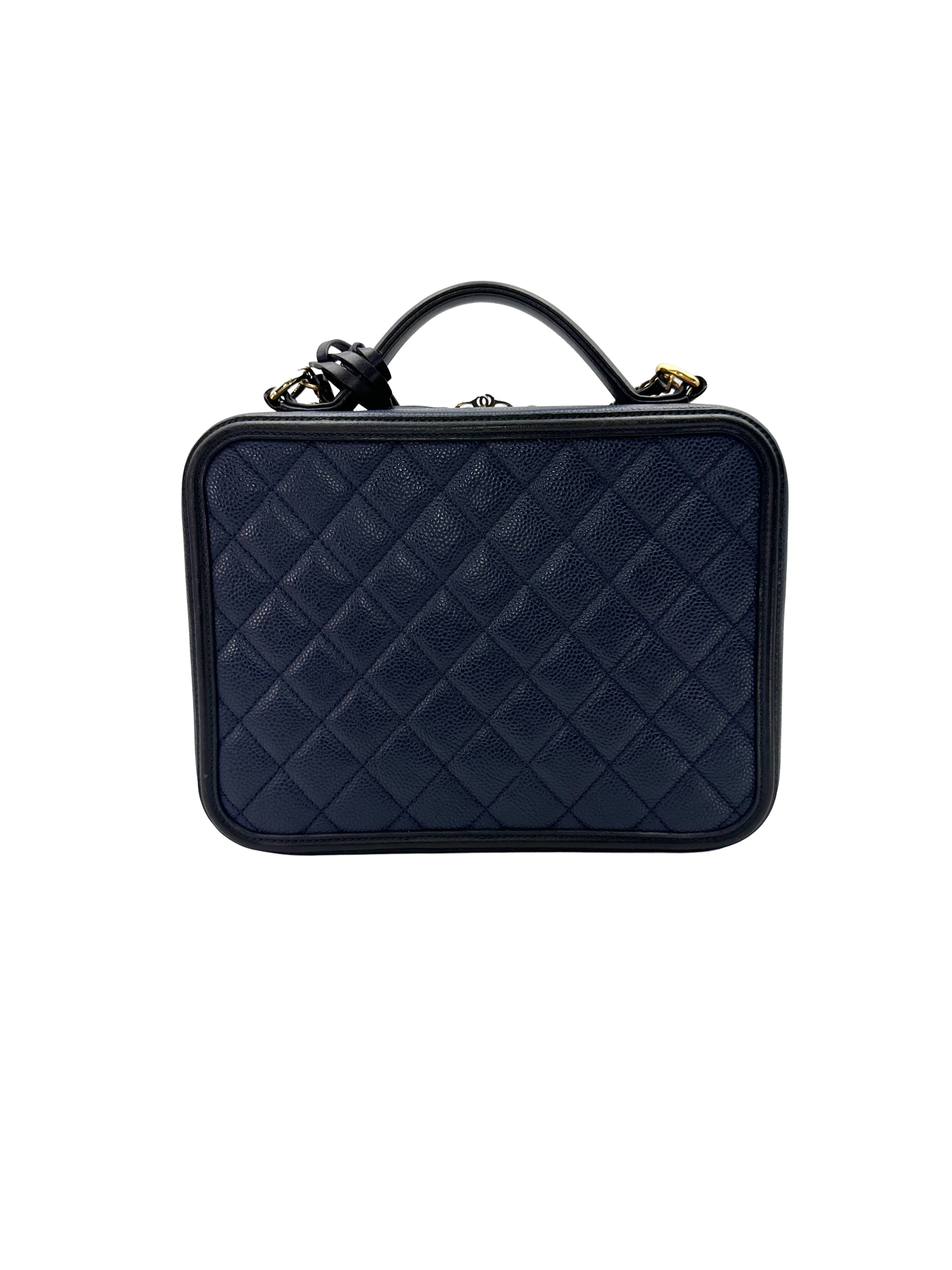 Chanel CC Filigree Navy Quilted Leather Vanity Case(24***31) CC2502