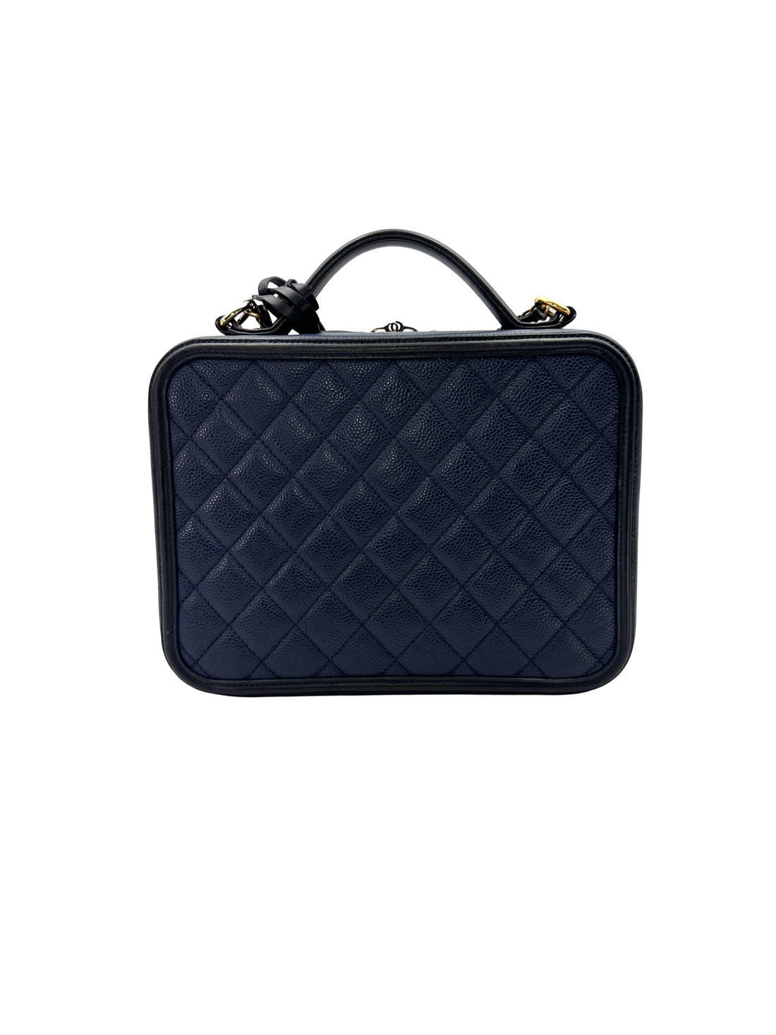 Chanel CC Filigree Navy Quilted Leather Vanity Case(24***31) CC2502