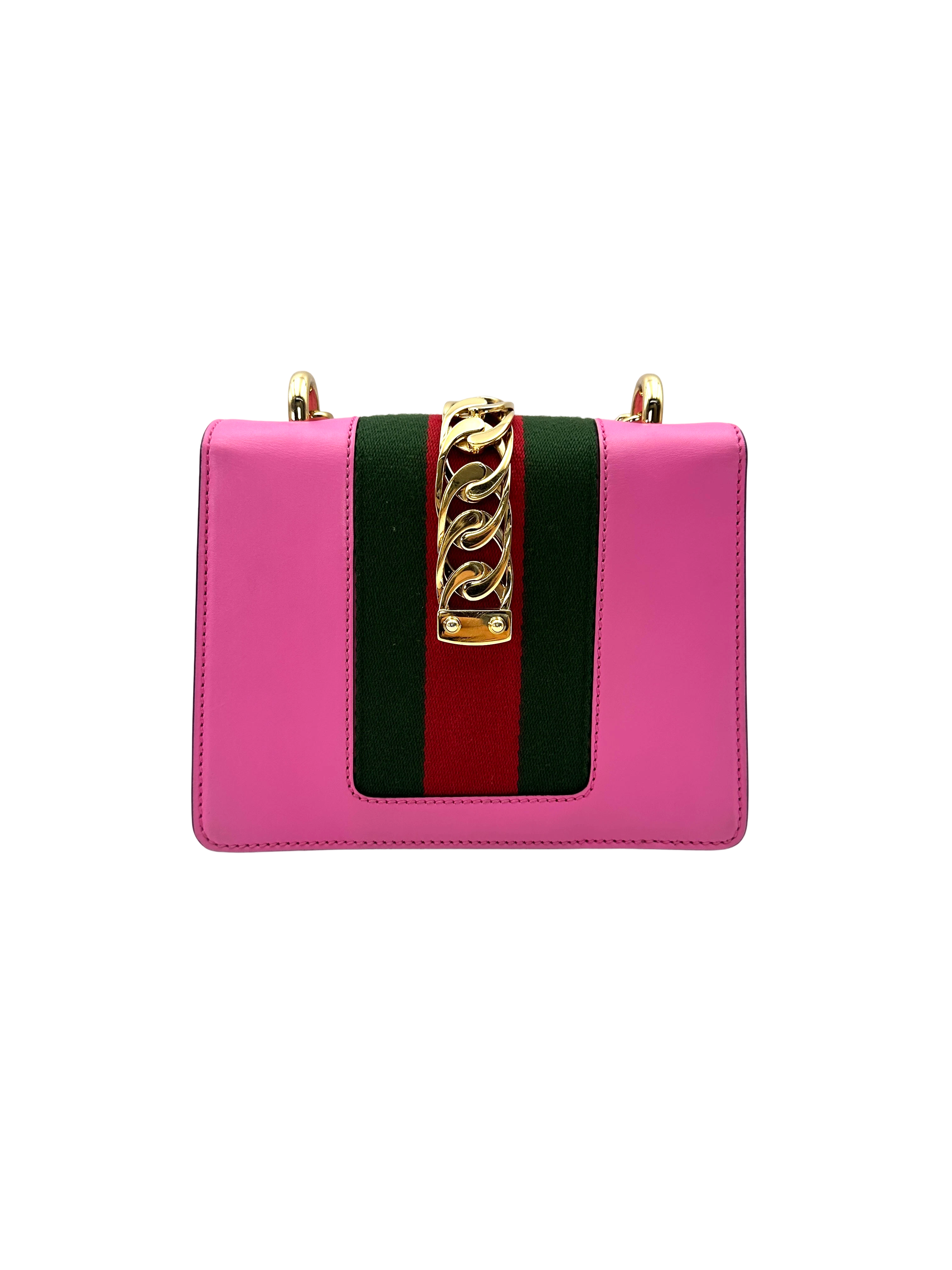 Gucci Sylvie Pink Leather Small Size Shoulder Bag GG1386
