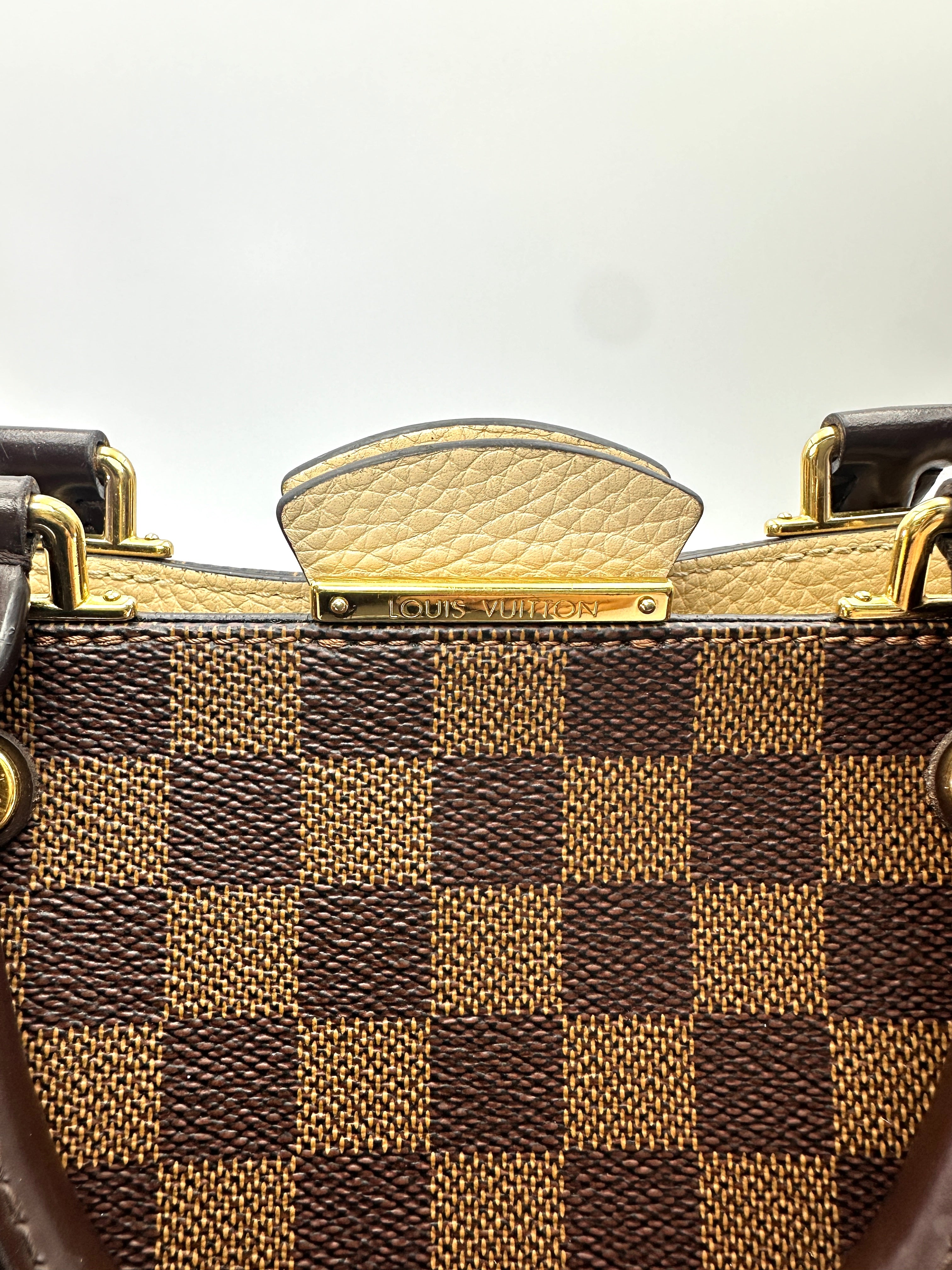 Louis Vuitton Brittany Damier Ebene & Beige Leather Handle Bag LV3287
