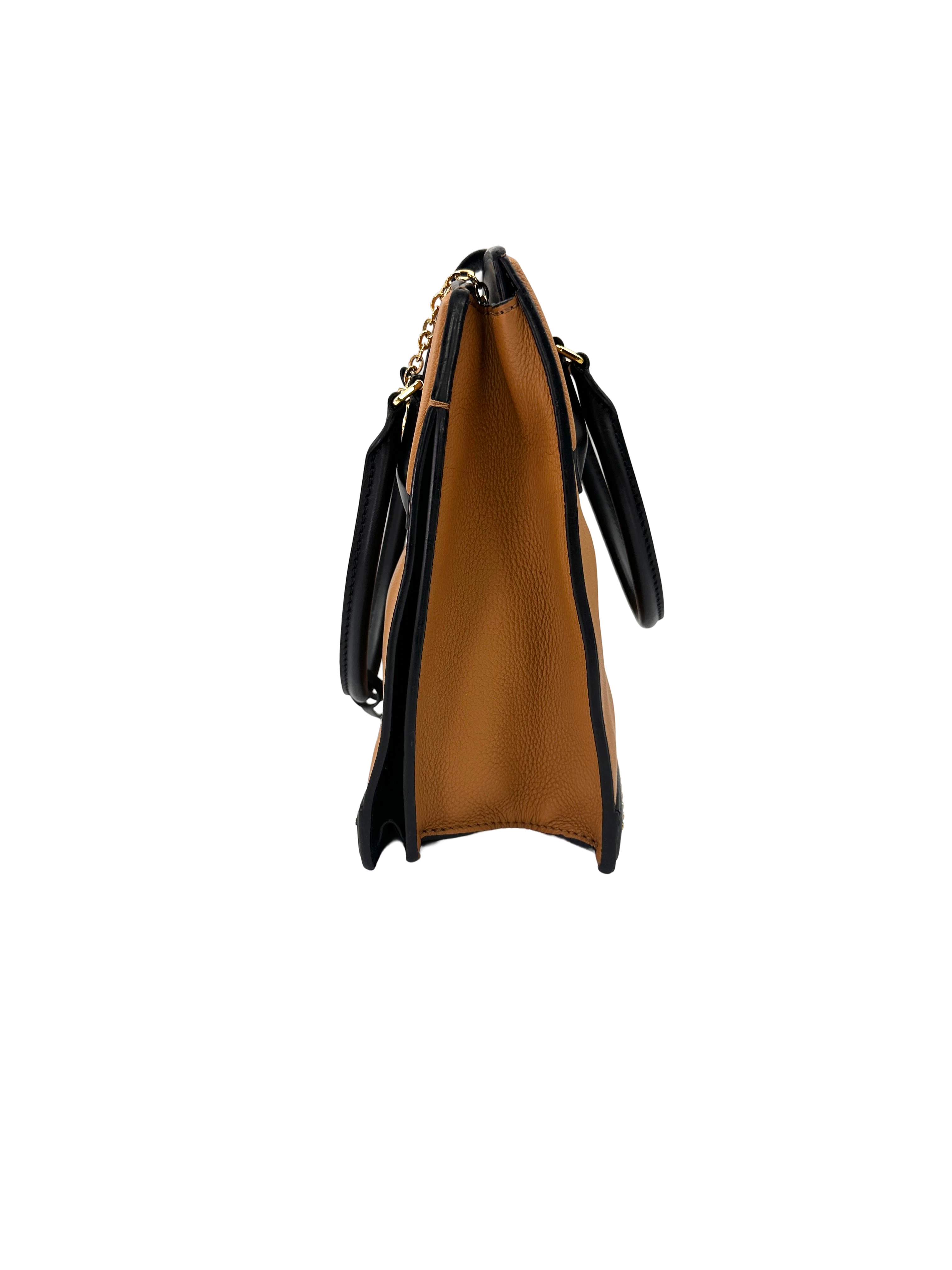 Louis Vuitton Cour Marly Camel/Black Leather Handle Bag LV3289