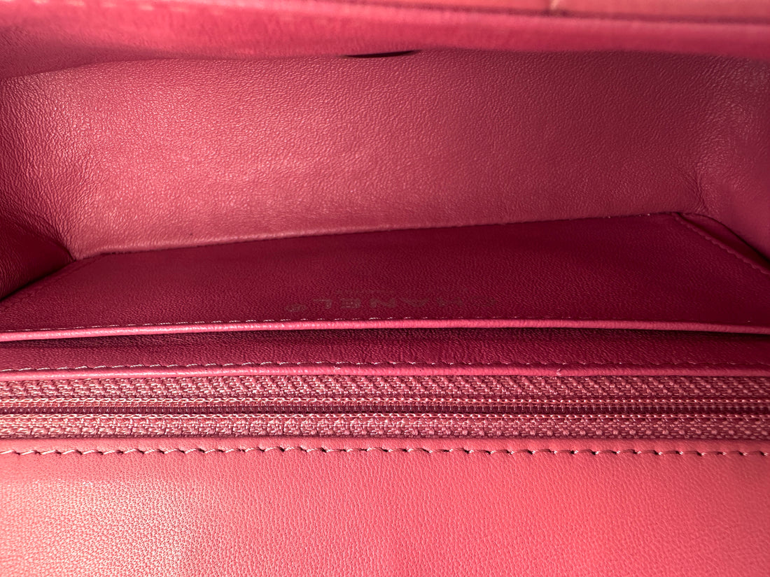 Chanel Classic Flap Pink Quilted Leather Mini Shoulder Bag(18***12) CC2504