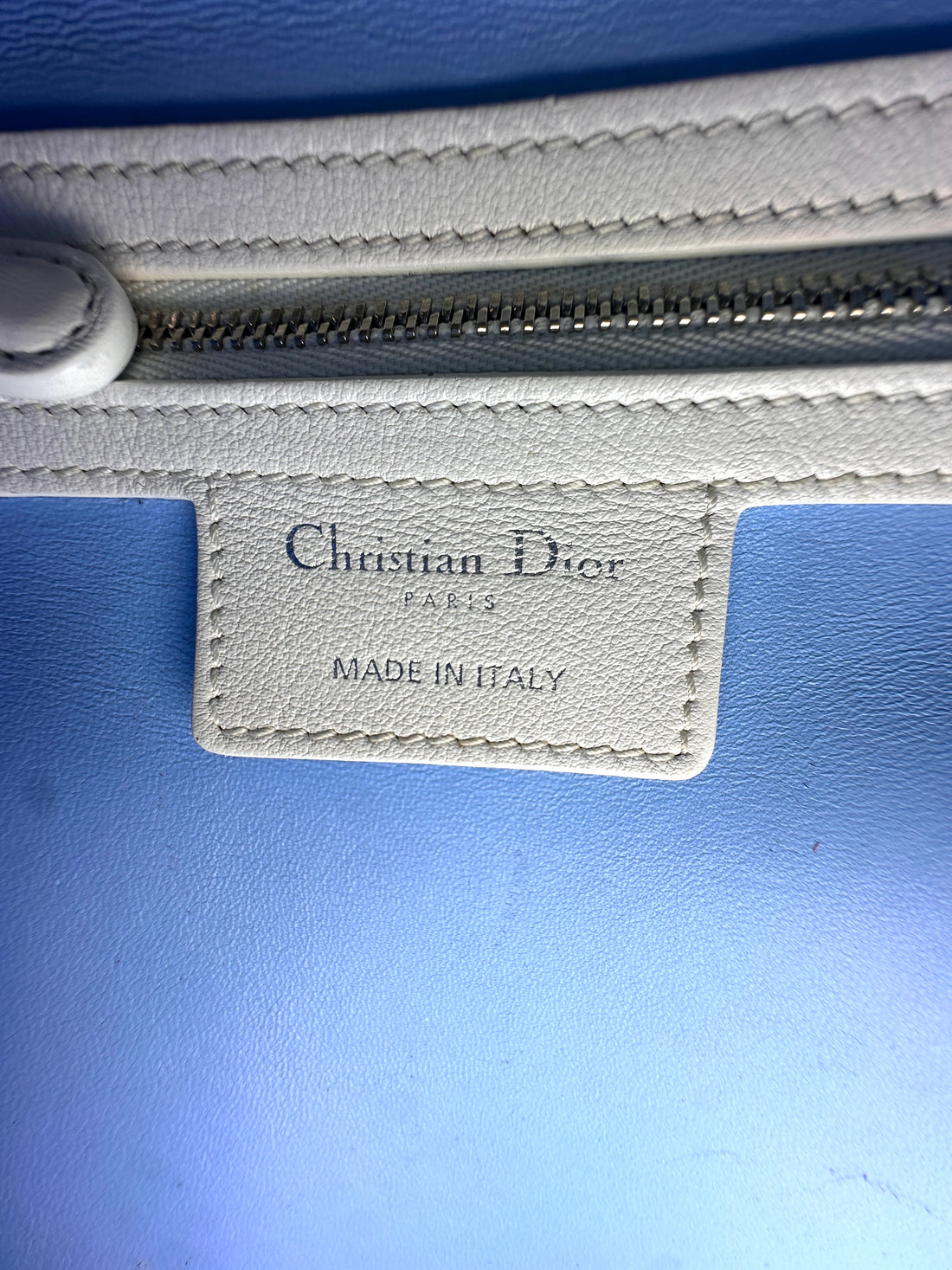 Christian Dior Lady Dior White Leather Embroidered Floral Handle Bag DR904