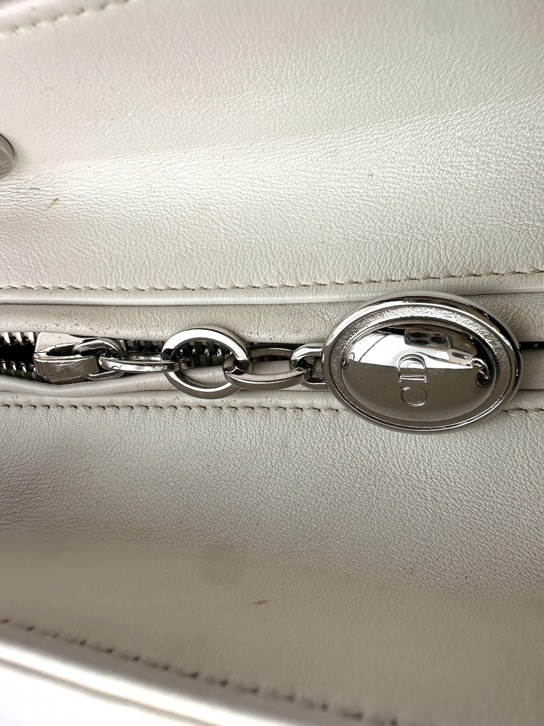 Christian Dior Lady Dior White Leather Embroidered Floral Handle Bag DR904