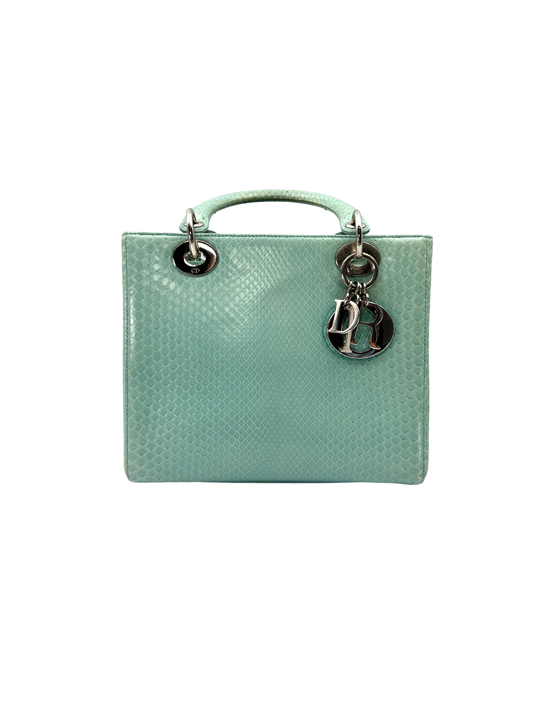 Christian Dior Lady Dior Light Blue Python Leather Handle Bag DR906