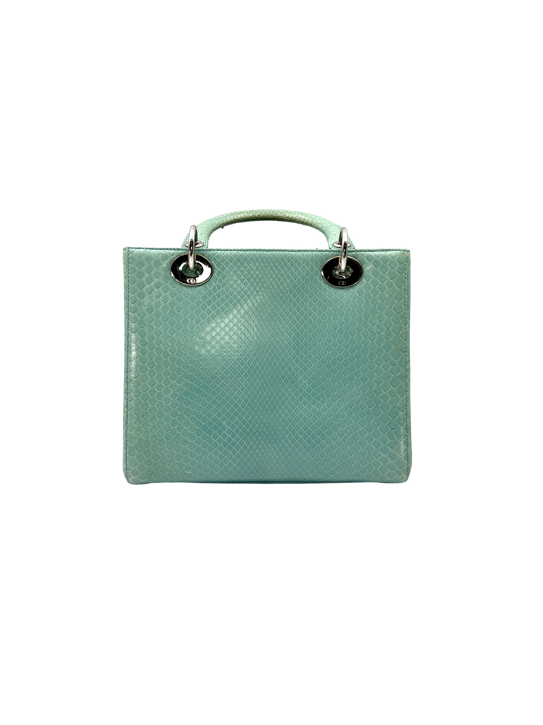 Christian Dior Lady Dior Light Blue Python Leather Handle Bag DR906