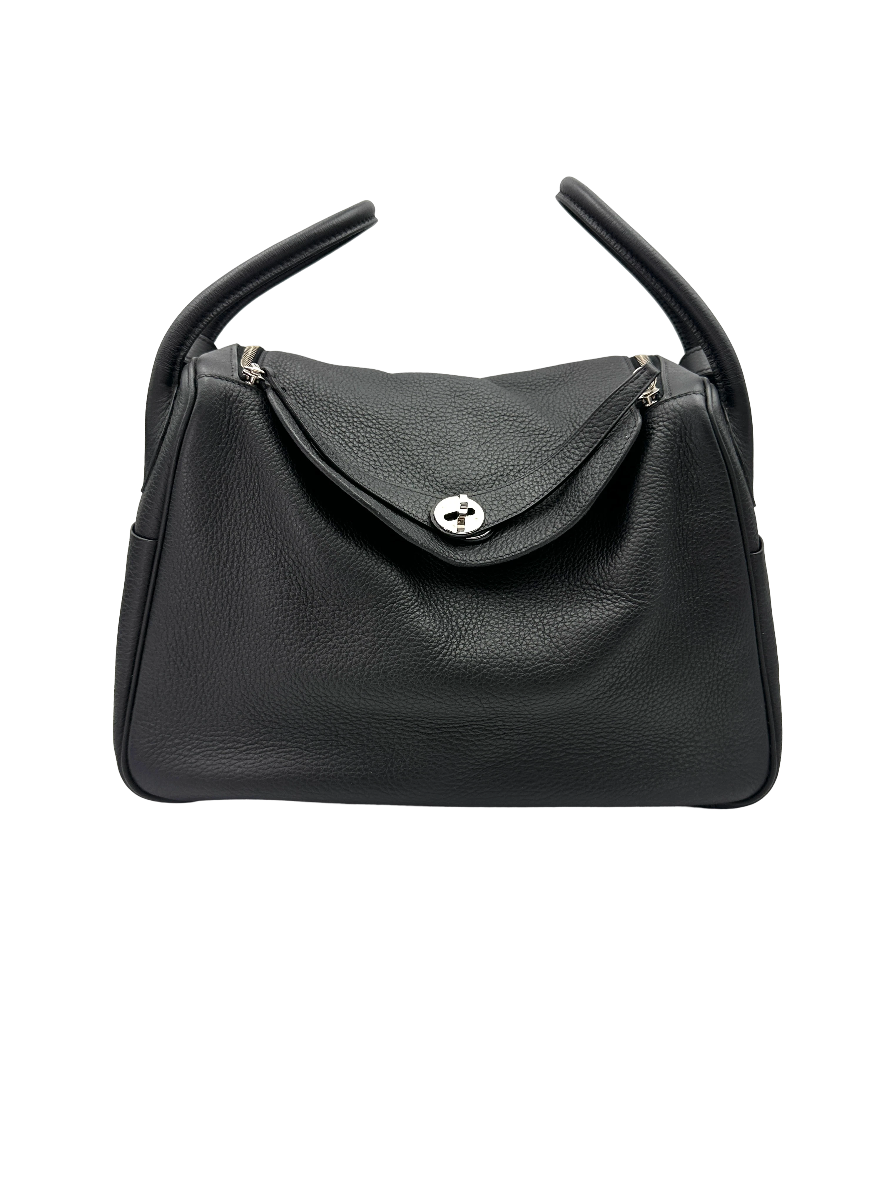 Hermes Lindy34 Black Leather Handle Bag HR155