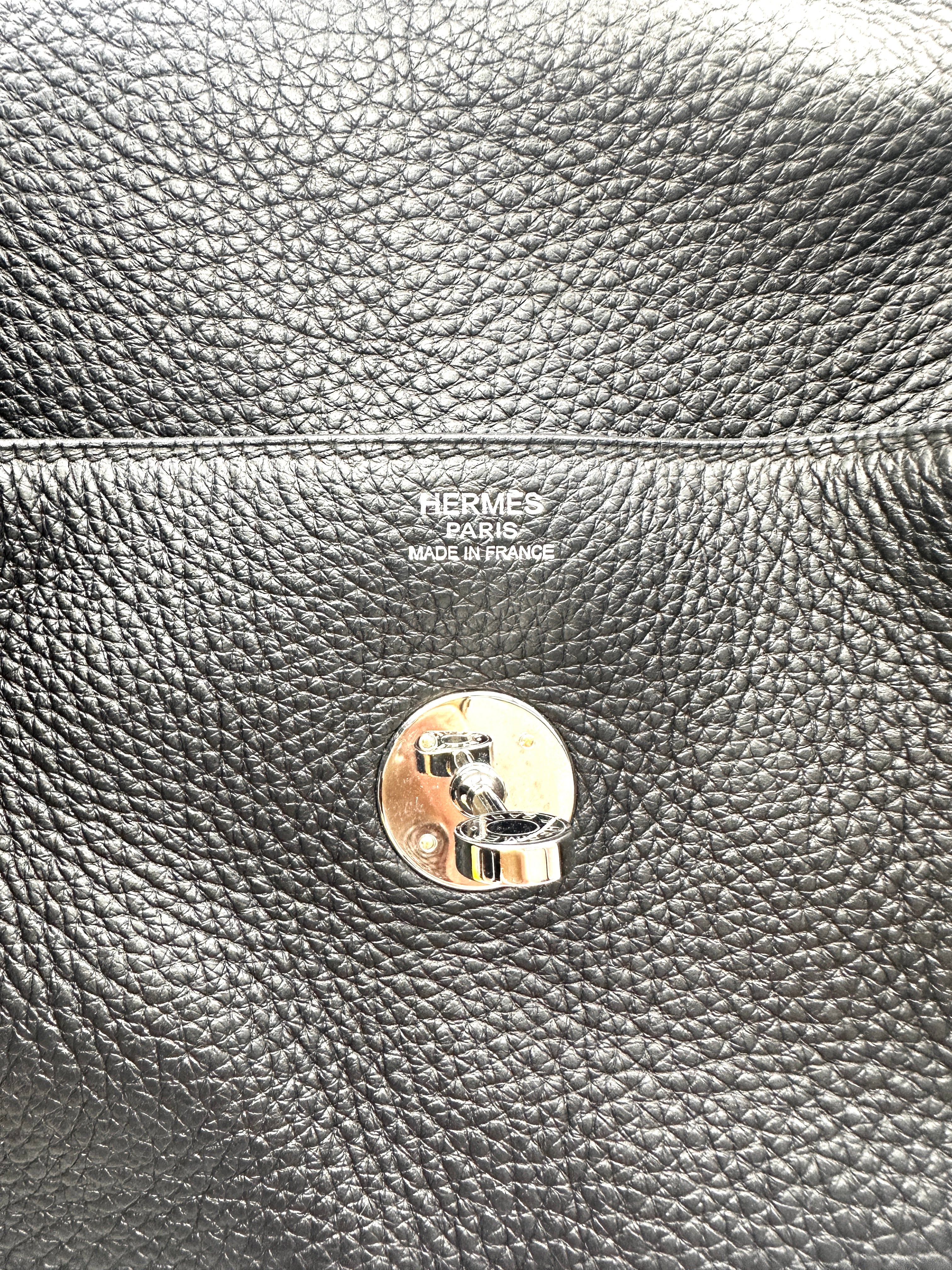 Hermes Lindy34 Black Leather Handle Bag HR155