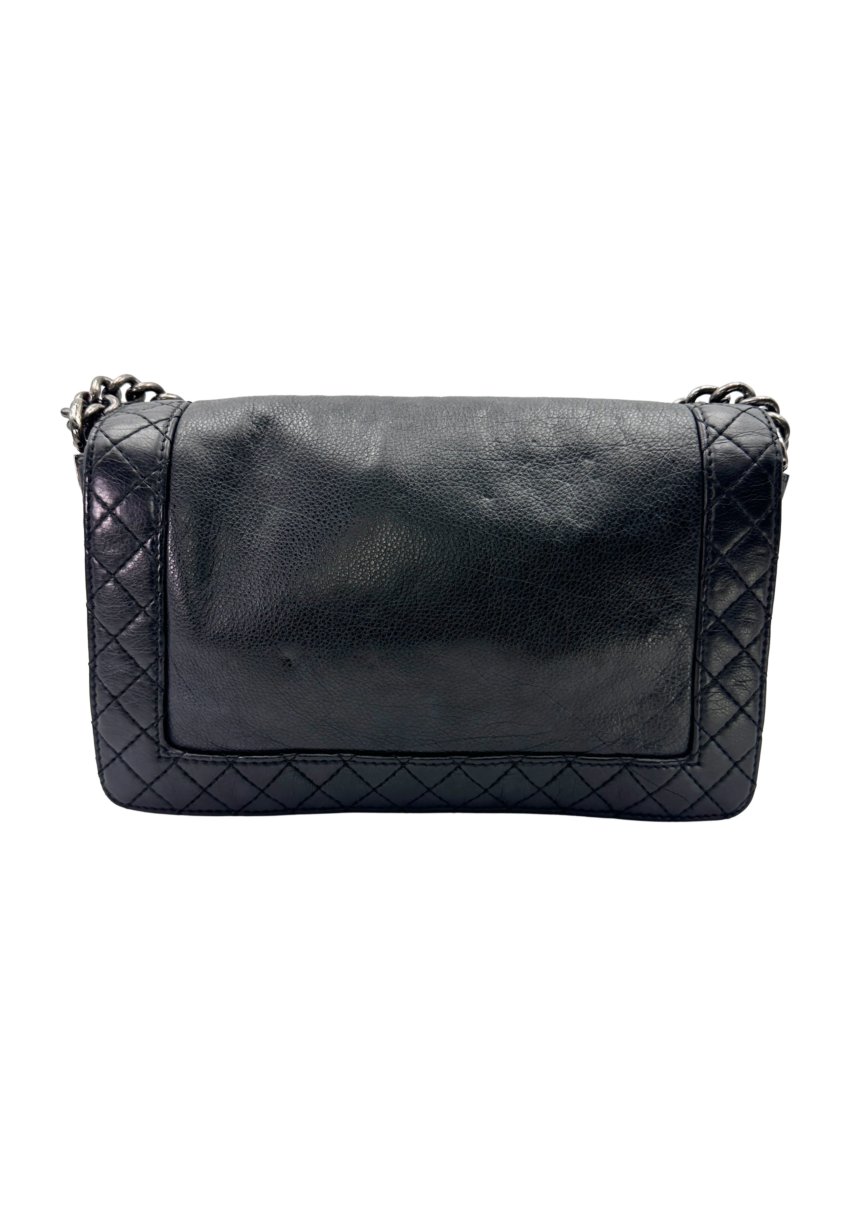 Chanel LeBoy Black Leather Flap Bag With Silver Buckle(18***92) CC2510