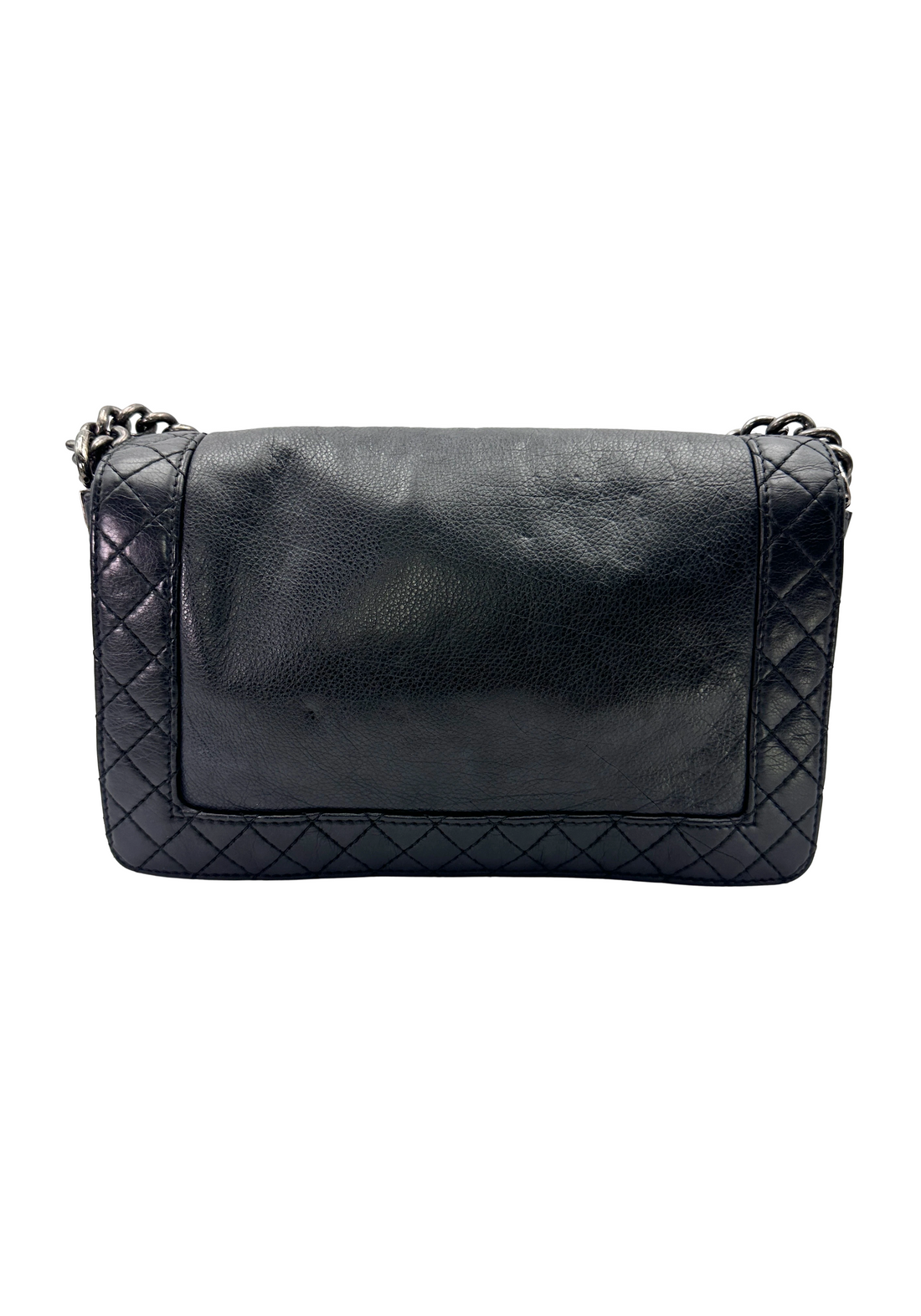 Chanel LeBoy Black Leather Flap Bag With Silver Buckle(18***92) CC2510