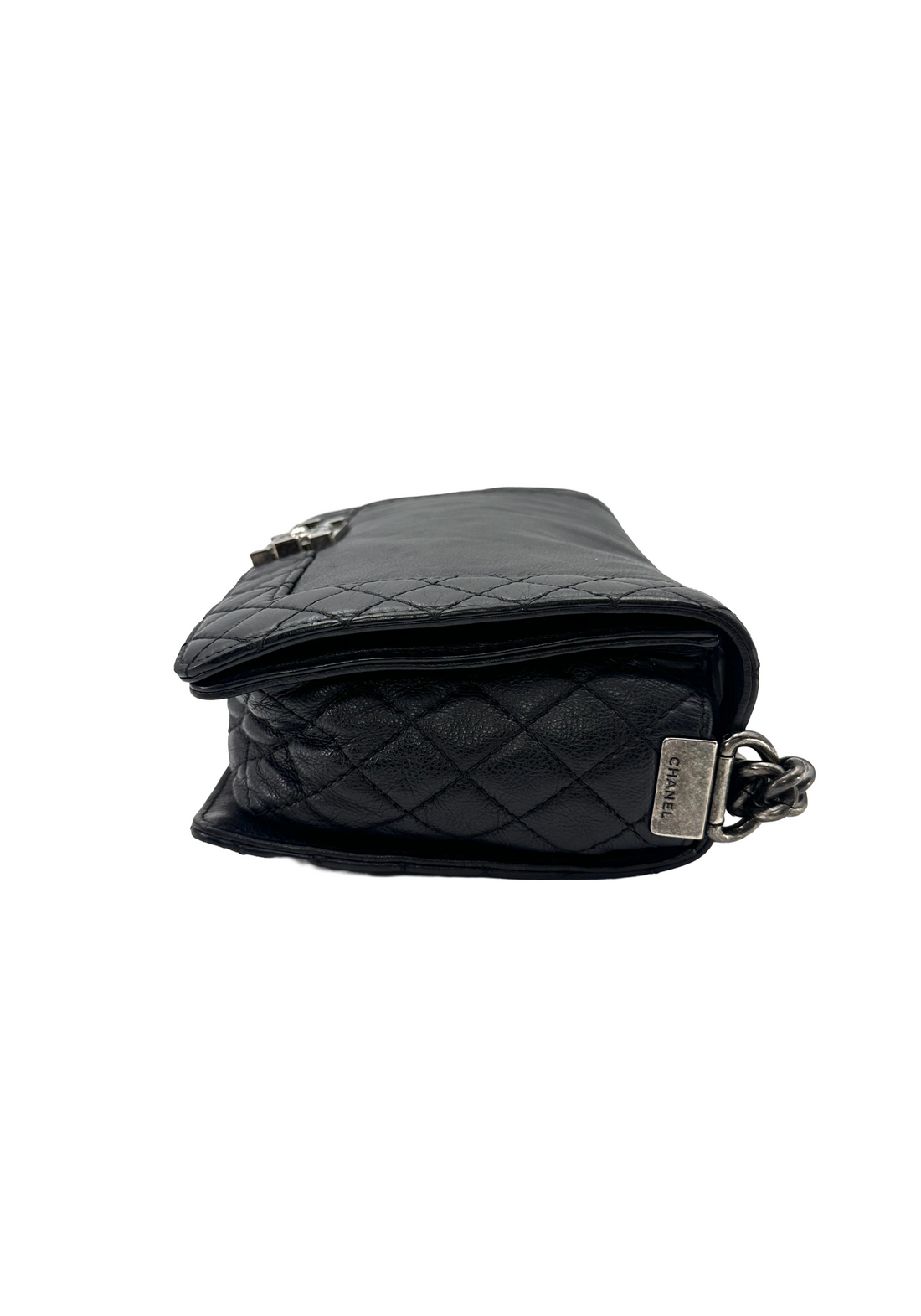 Chanel LeBoy Black Leather Flap Bag With Silver Buckle(18***92) CC2510