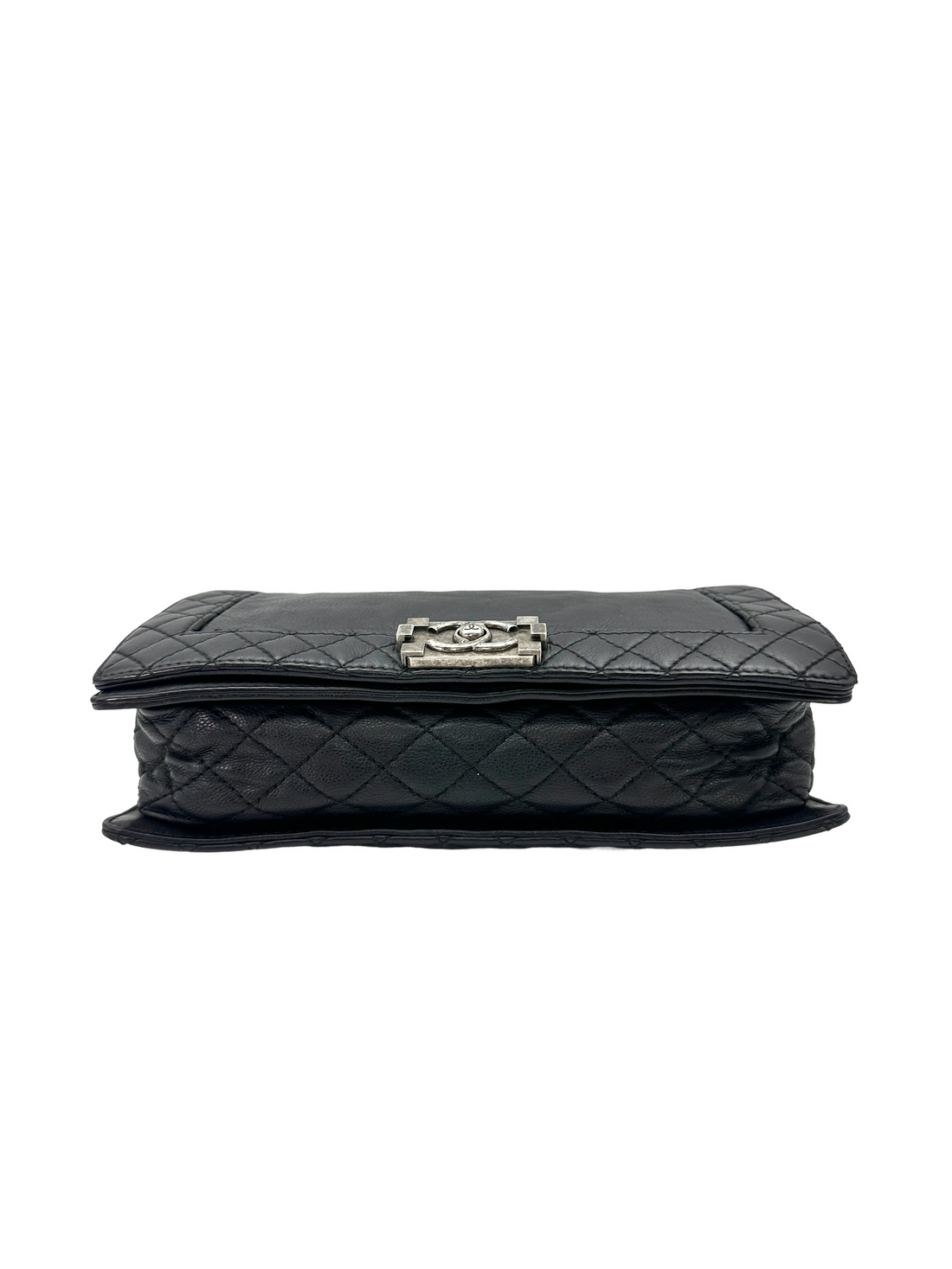 Chanel LeBoy Black Leather Flap Bag With Silver Buckle(18***92) CC2510