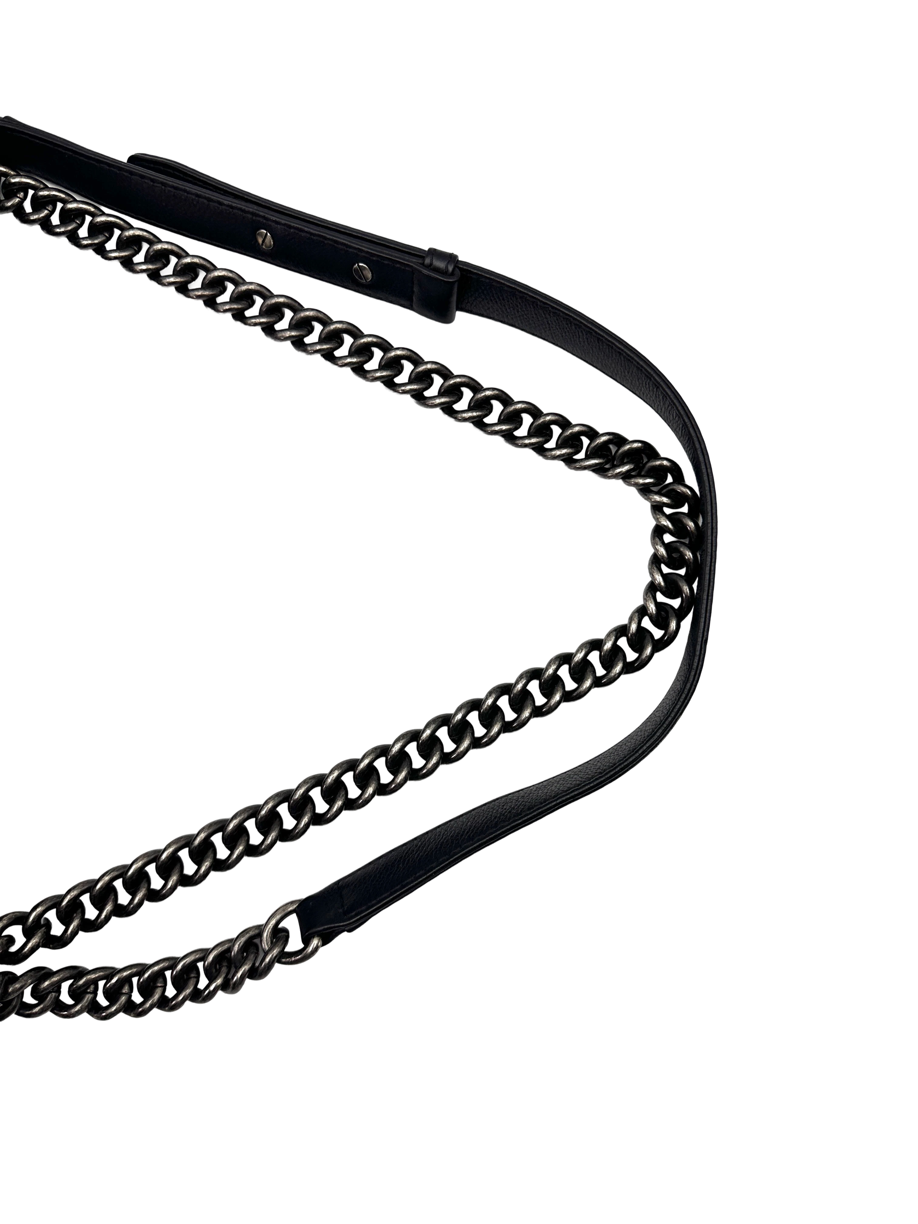 Chanel LeBoy Black Leather Flap Bag With Silver Buckle(18***92) CC2510