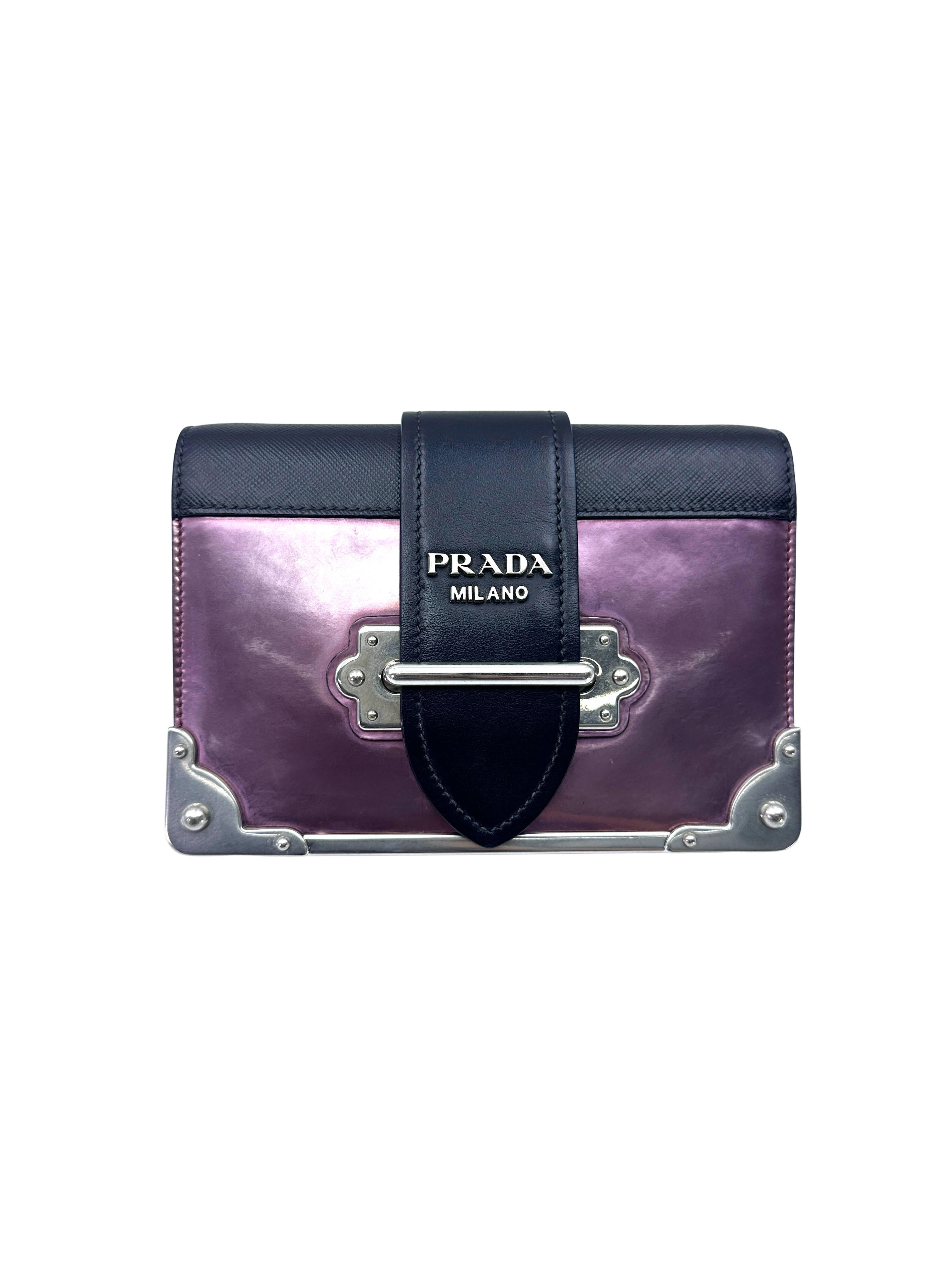 Prada Cahier Black/Pink Leather Shoulder Bag PR551