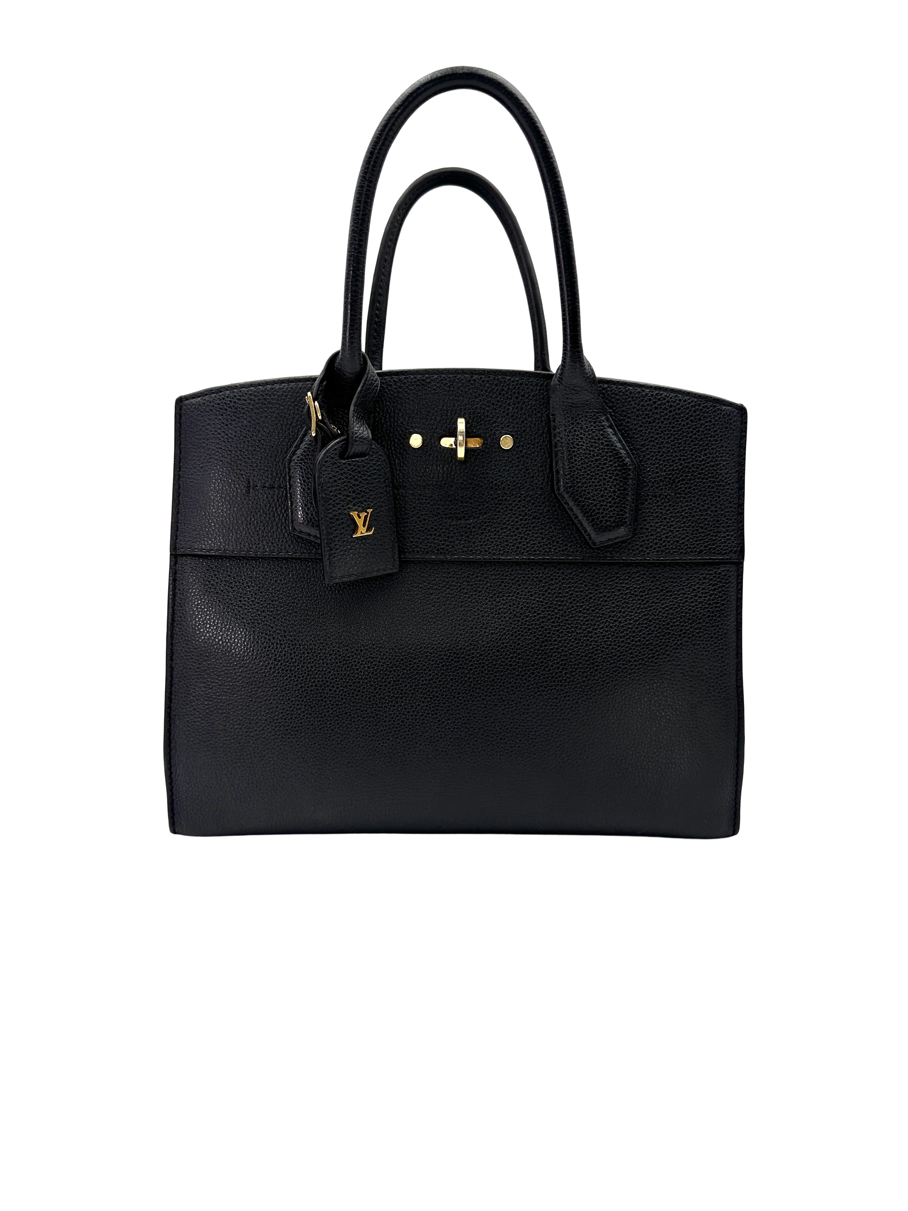 Louis Vuitton City Steamer Black Taurillon Leather Handle Bag LV3297