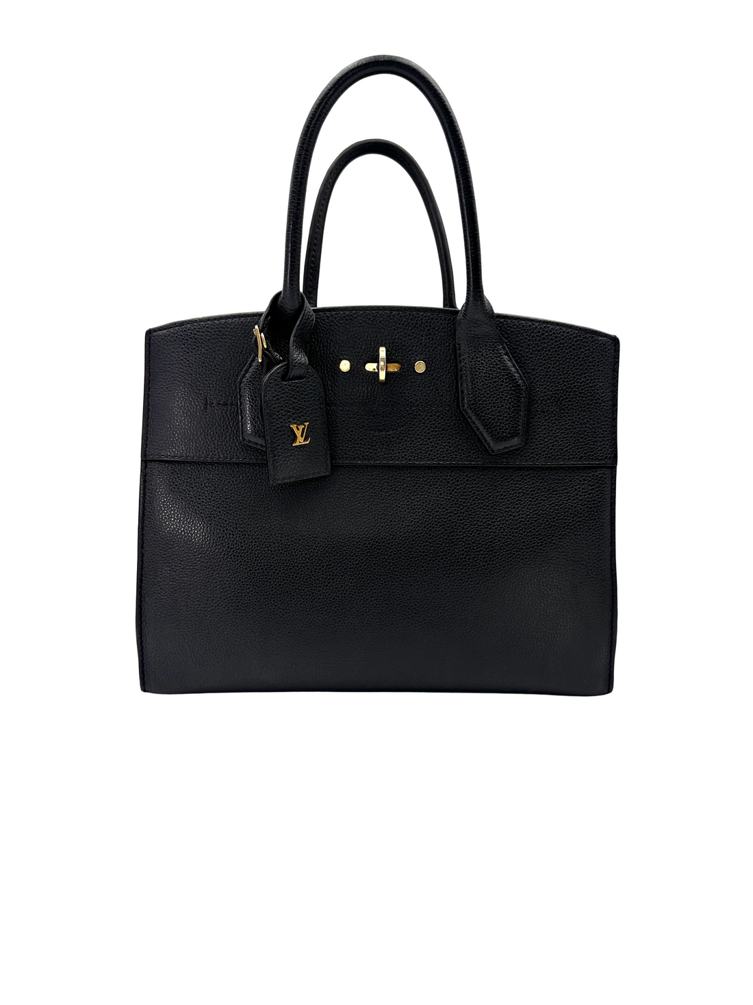 Louis Vuitton City Steamer Black Taurillon Leather Handle Bag LV3297