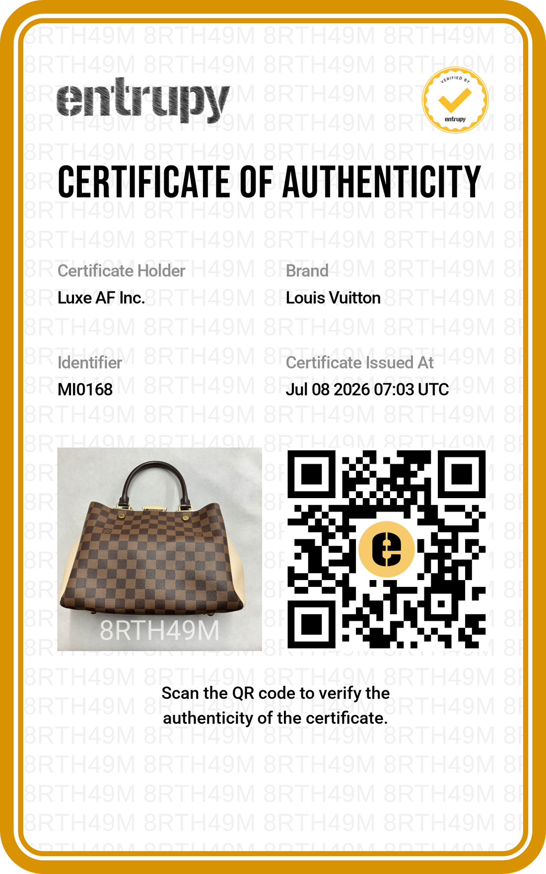 Louis Vuitton Brittany Damier Ebene & Beige Leather Handle Bag LV3287