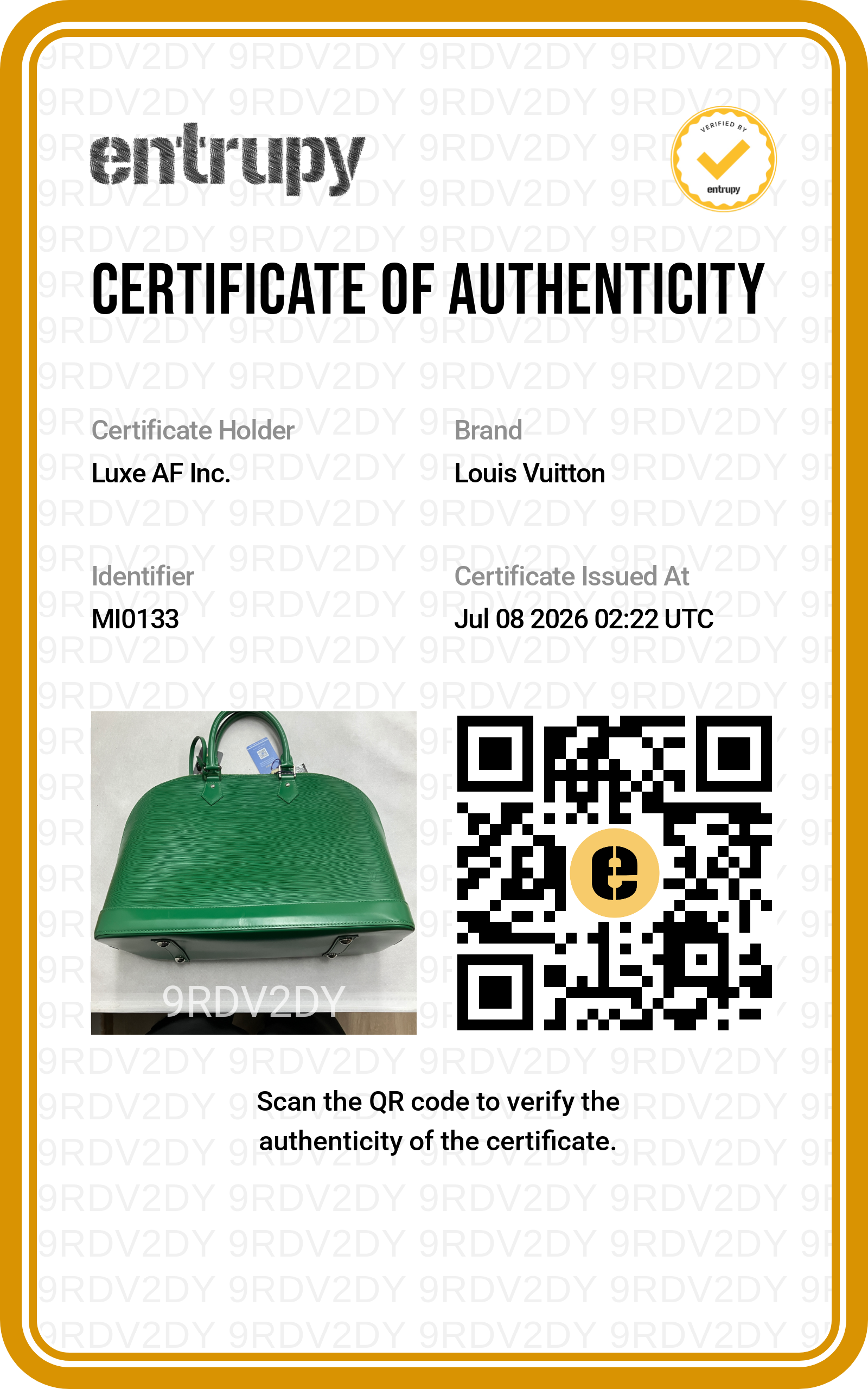 Louis Vuitton Alma Green Epi Leather Handle Bag LV3282