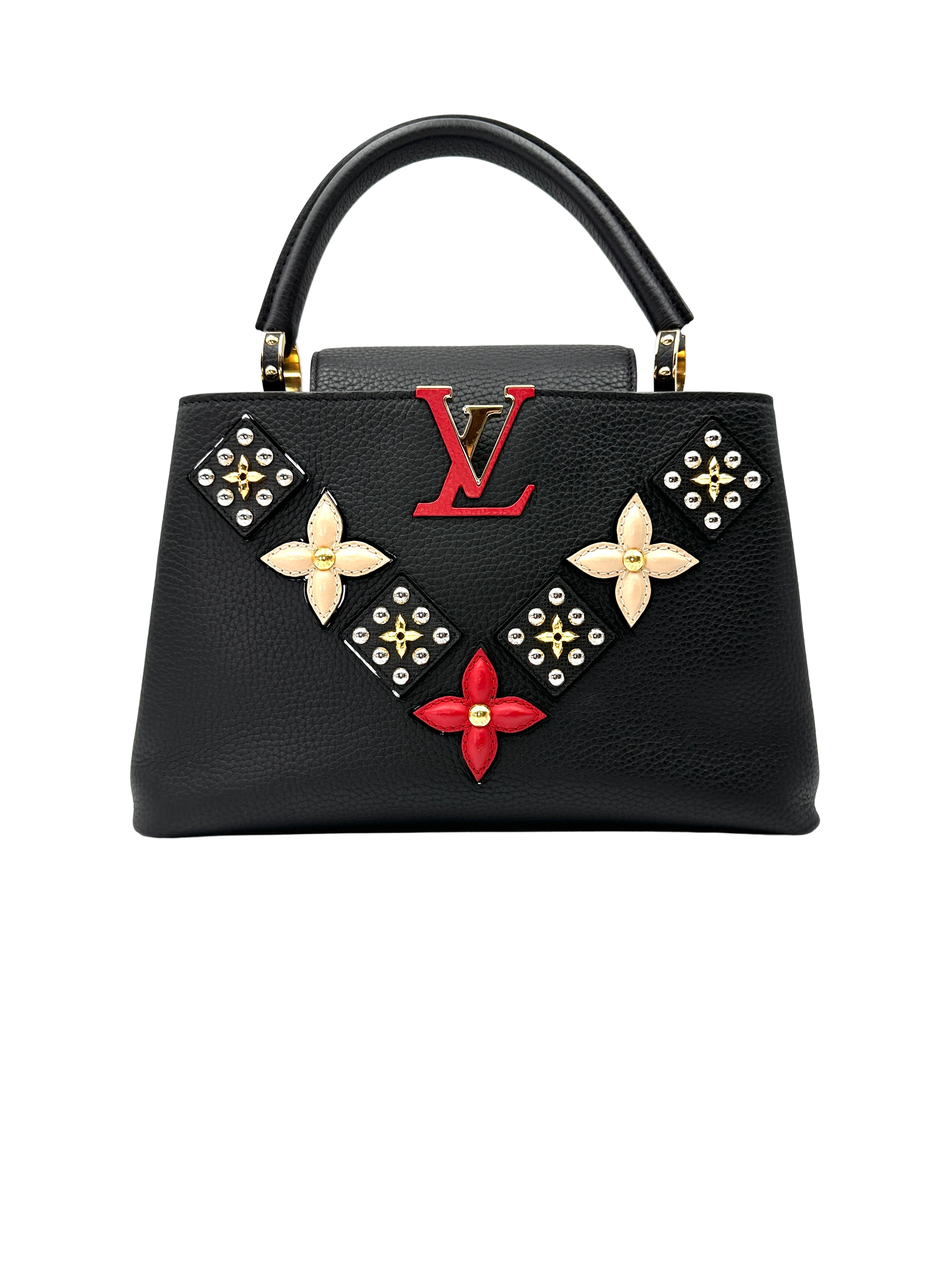 Louis Vuitton Capucines BB Black Taurillon Leather Mechanical Flowers Handle Bag LV3292
