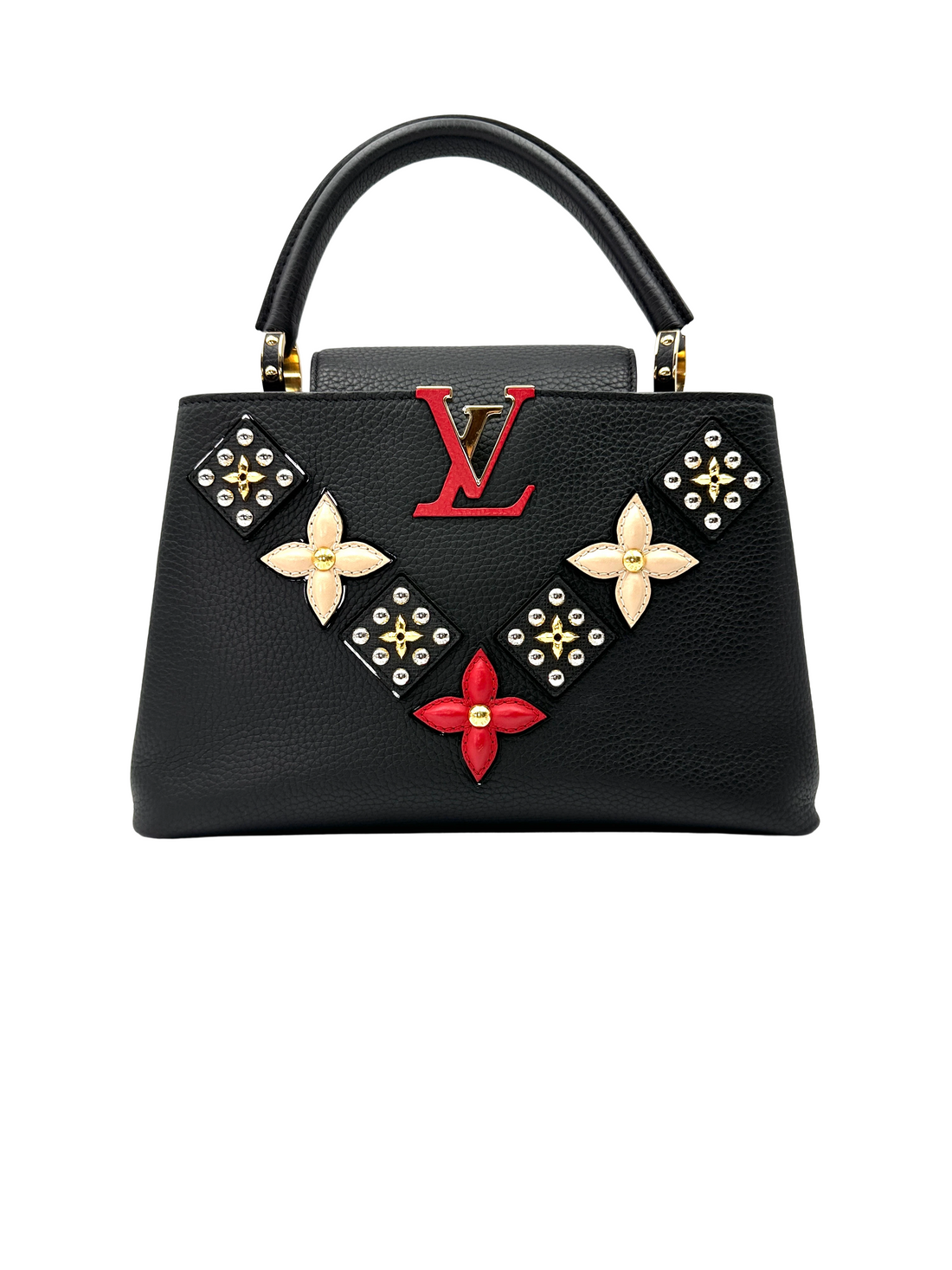 Louis Vuitton Capucines BB Black Taurillon Leather Mechanical Flowers Handle Bag LV3292