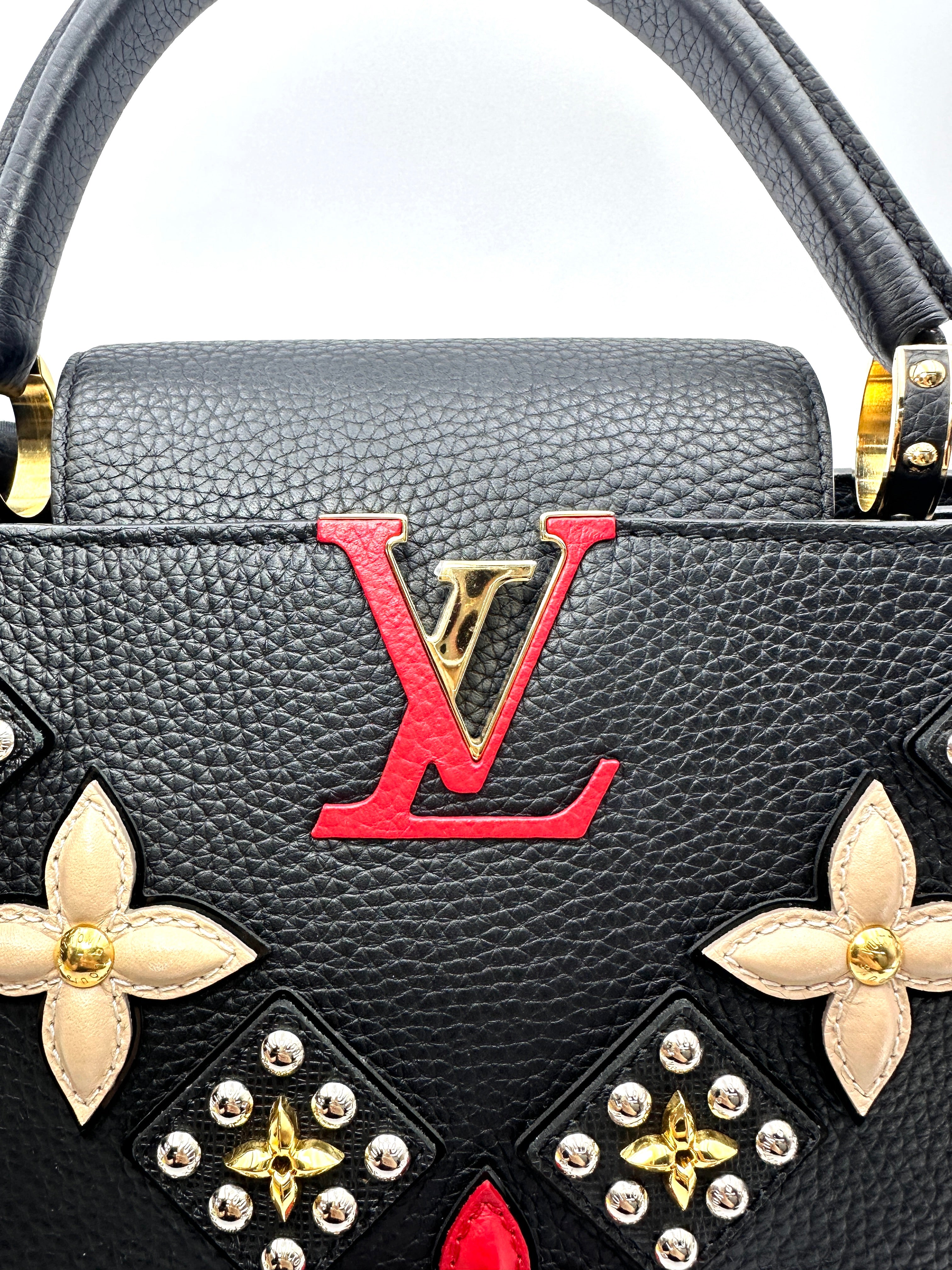 Louis Vuitton Capucines BB Black Taurillon Leather Mechanical Flowers Handle Bag LV3292