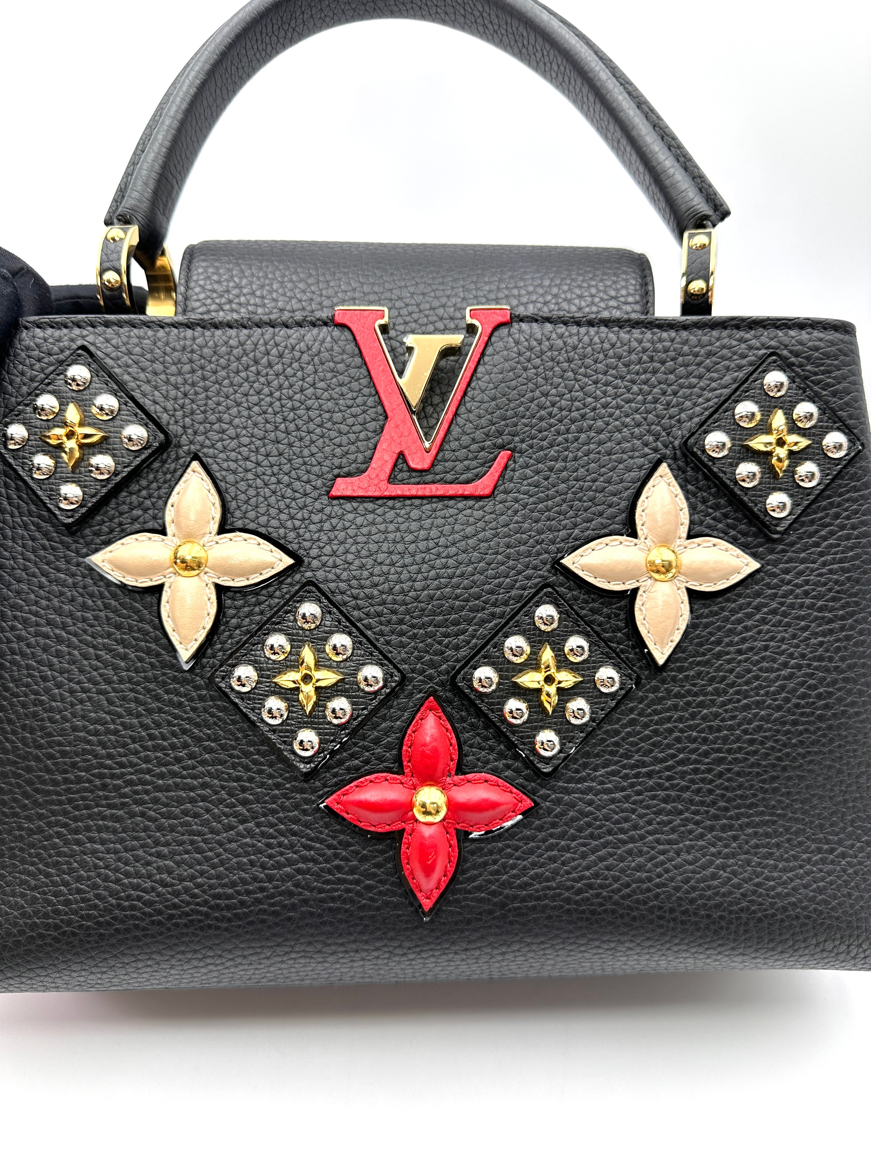 Louis Vuitton Capucines BB Black Taurillon Leather Mechanical Flowers Handle Bag LV3292