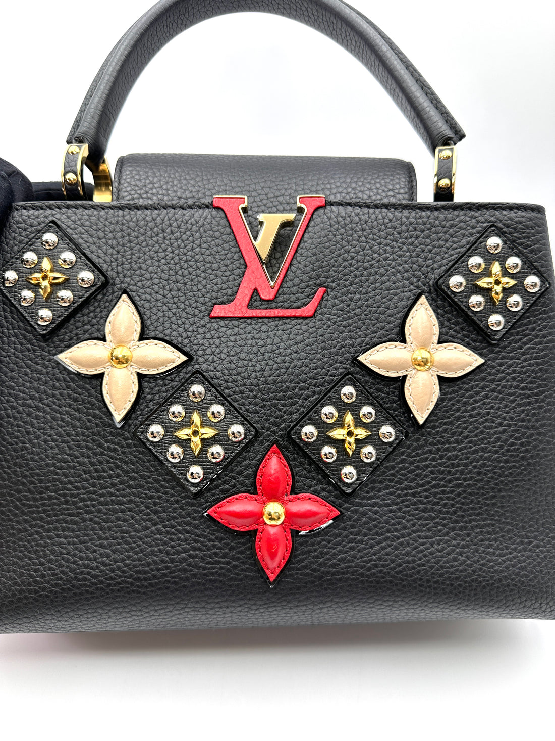 Louis Vuitton Capucines BB Black Taurillon Leather Mechanical Flowers Handle Bag LV3292