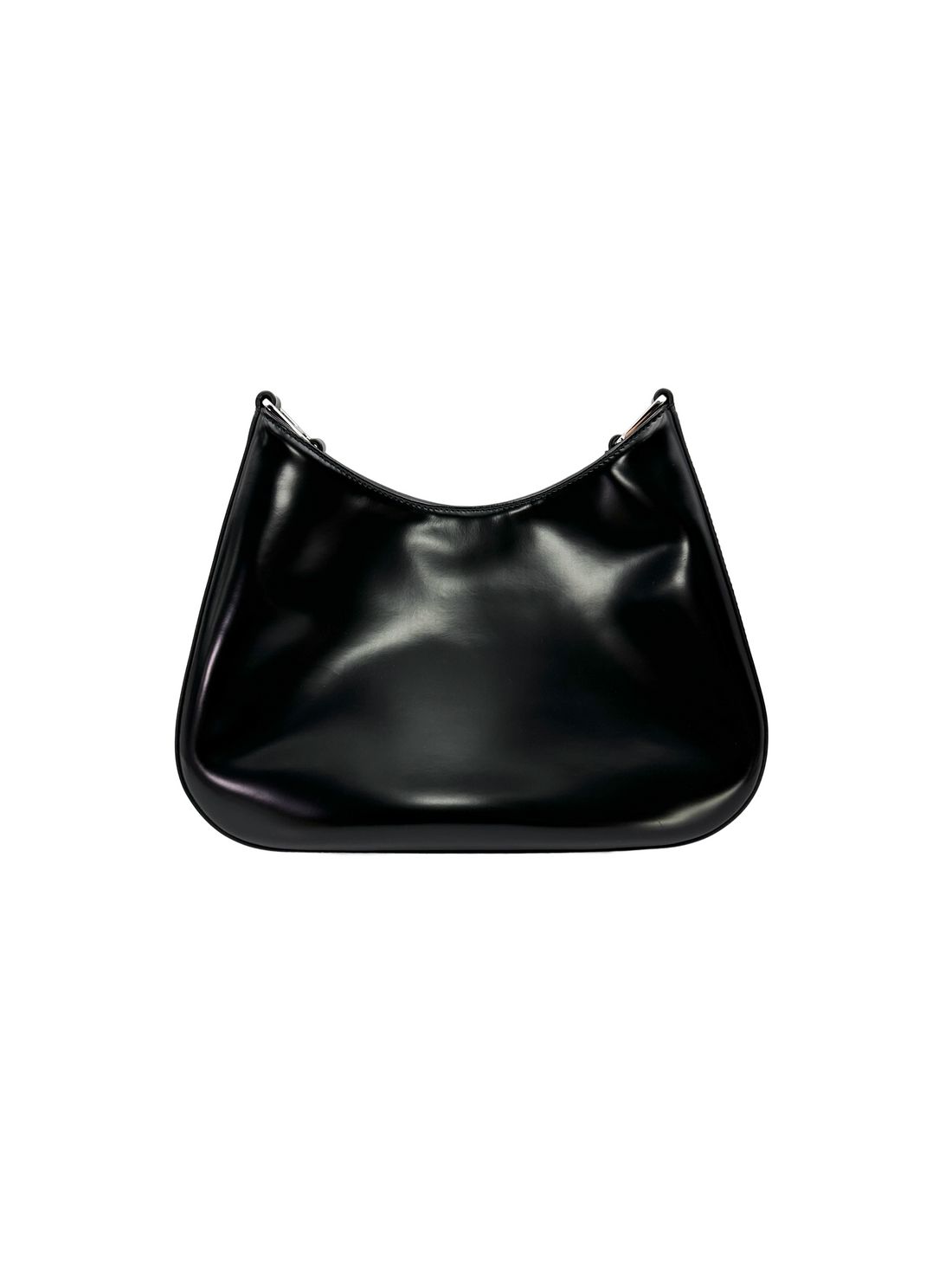 Prada Cleo Black Brushed Leather Shoulder Bag PR552
