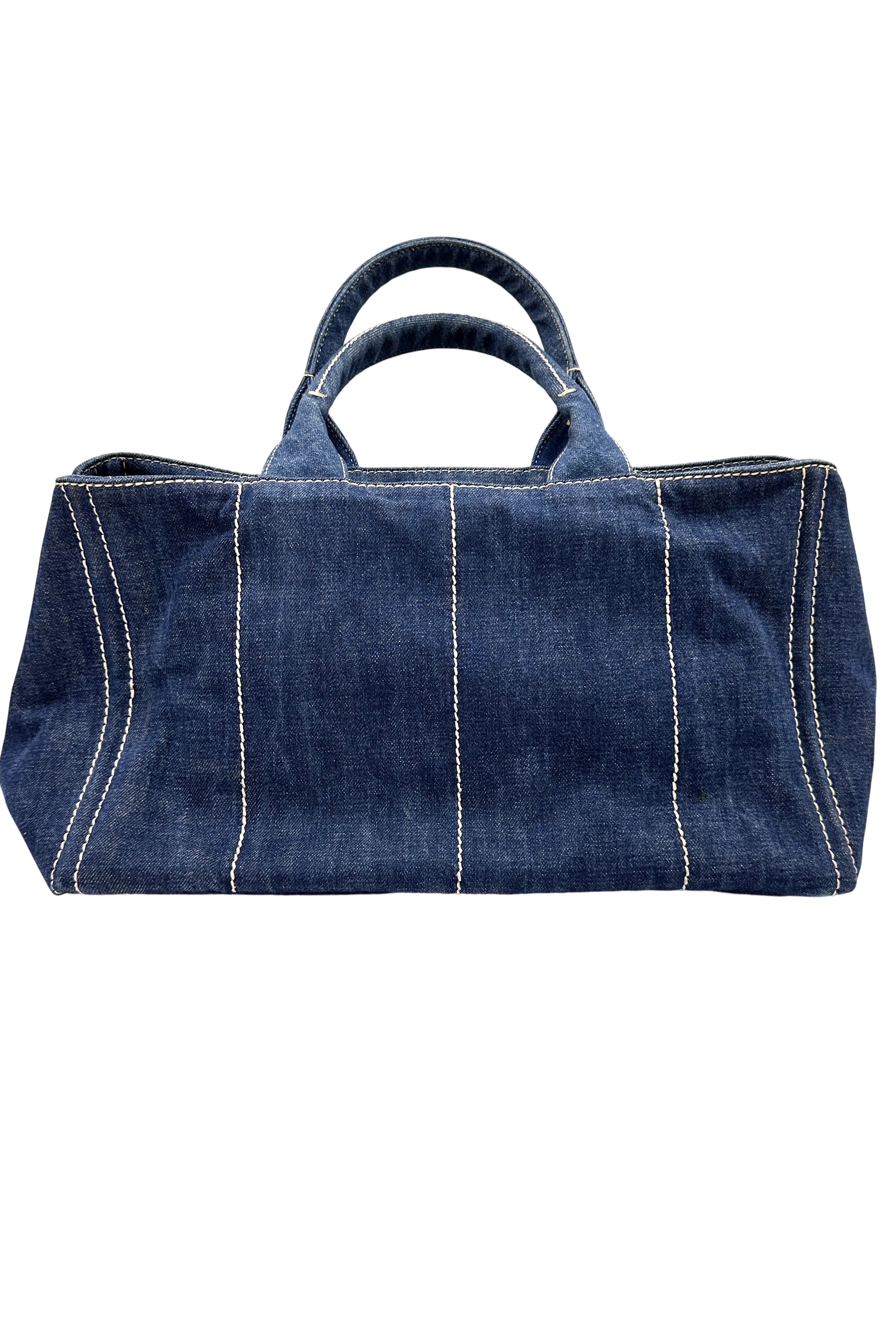 Prada Navy Canapa Canvas Tote Handle Bag PR548