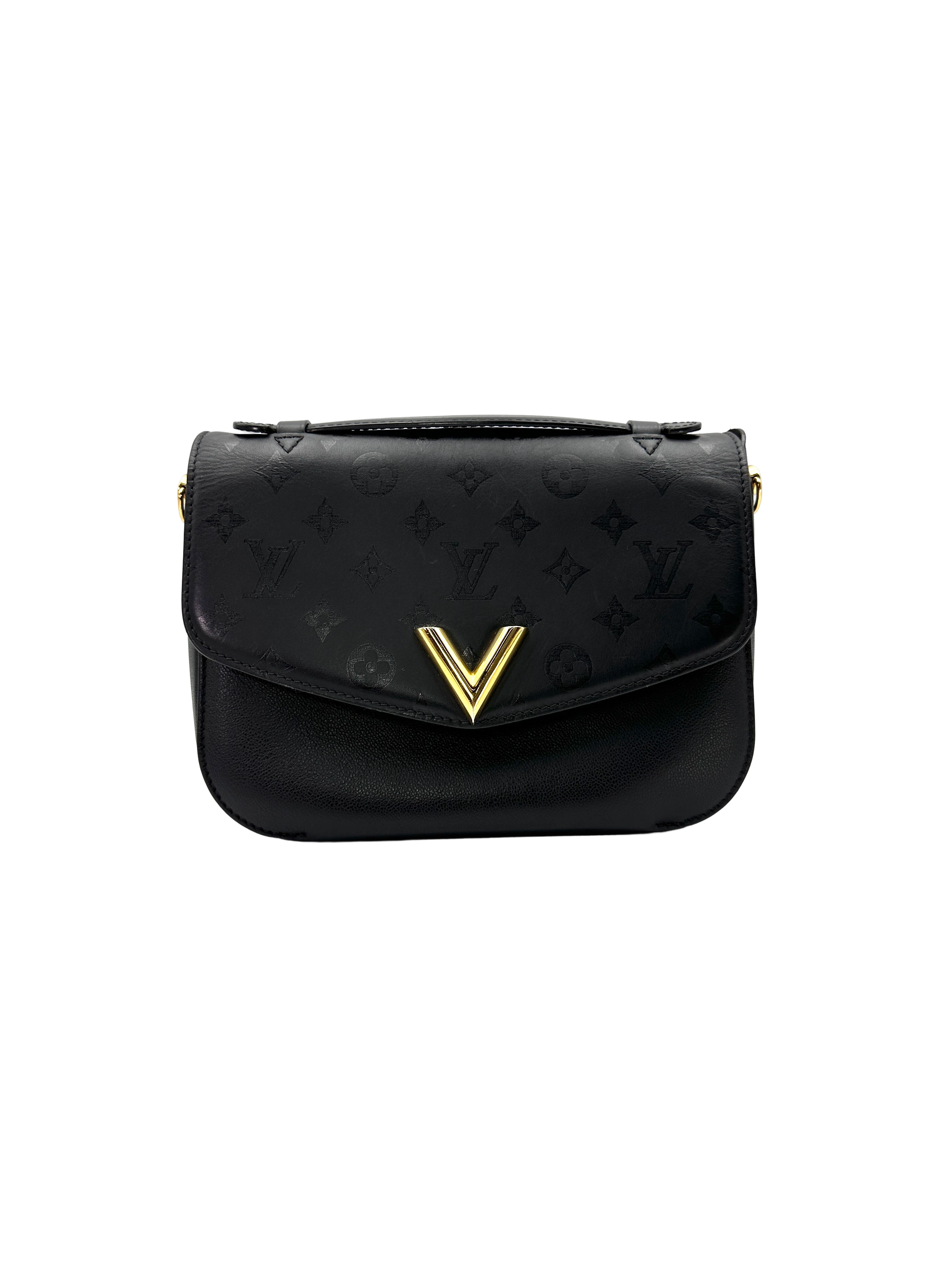 Louis Vuitton Very Messenger Black Leather Monogram V Hardware Chain Bag LV3295