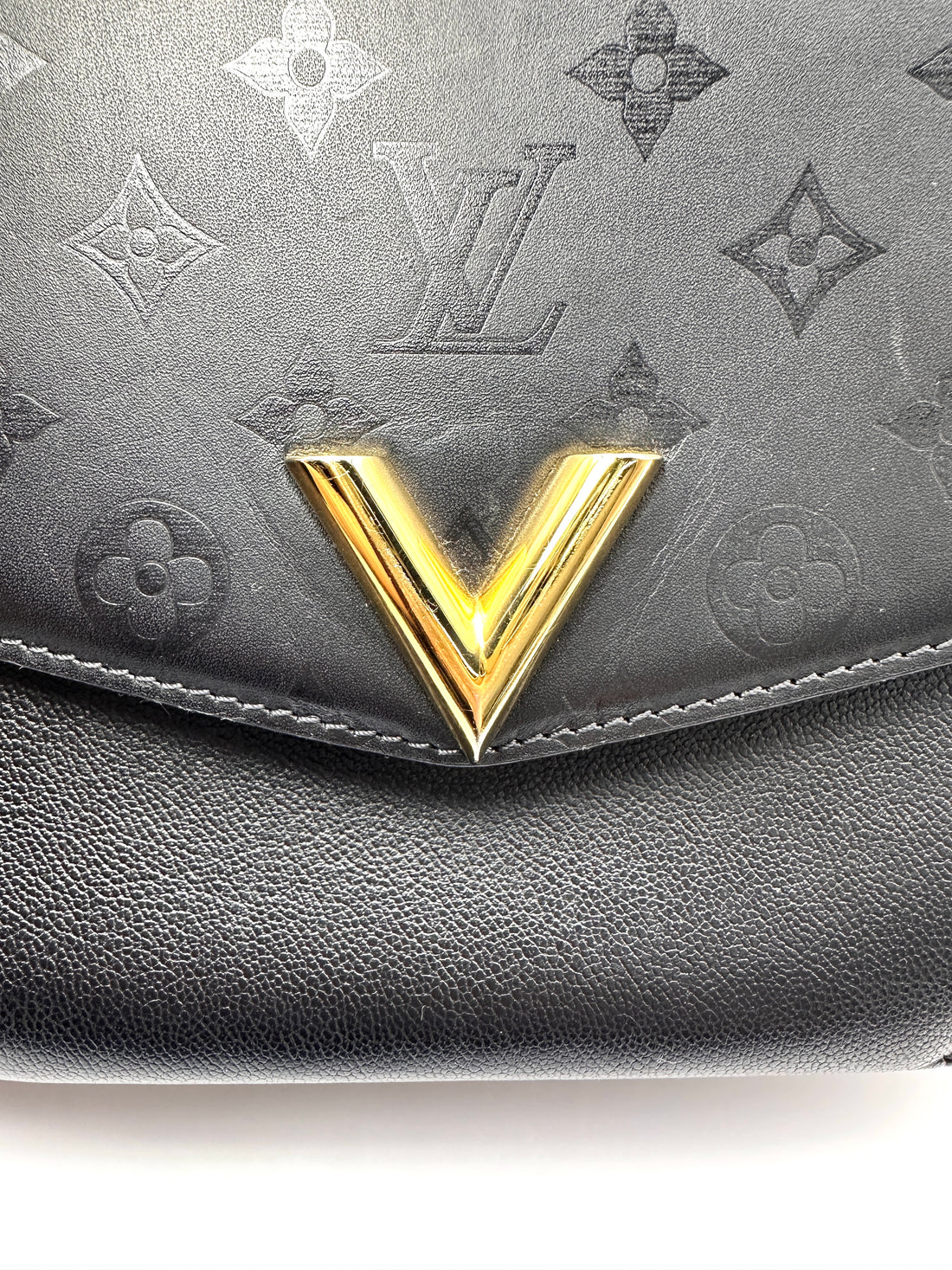 Louis Vuitton Very Messenger Black Leather Monogram V Hardware Chain Bag LV3295