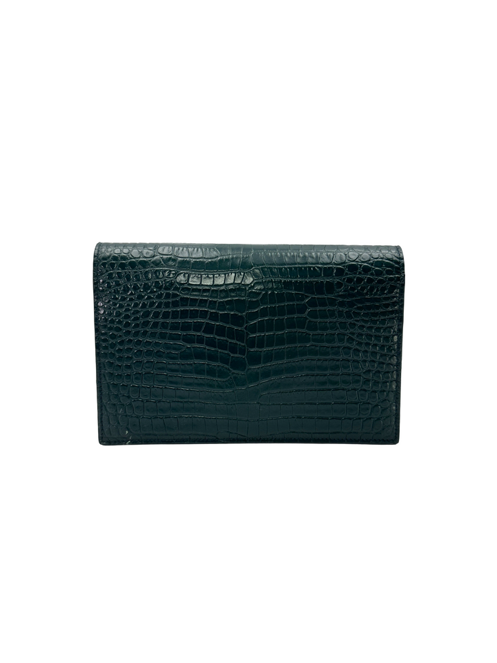 Saint Laurent Kate Black Croc-Embossed Small Size Shoulder Bag SL286