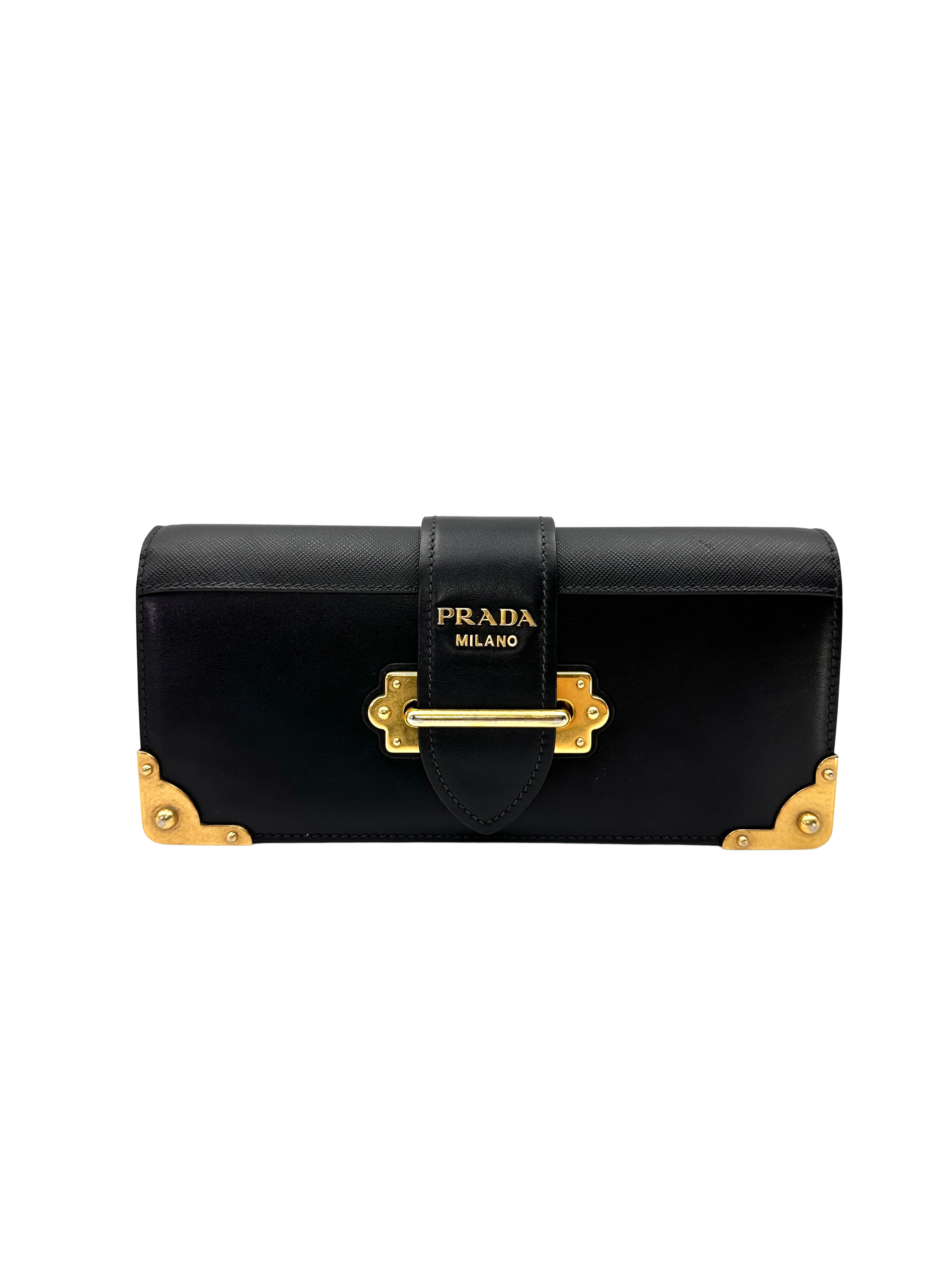 Prada Cahier Black Leather Long Wallet PR550