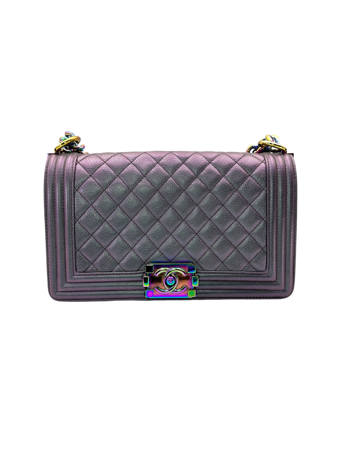 Chanel LeBoy Iridescent Purple Quilted Leather Medium Size Flap Bag(21***62) CC2513