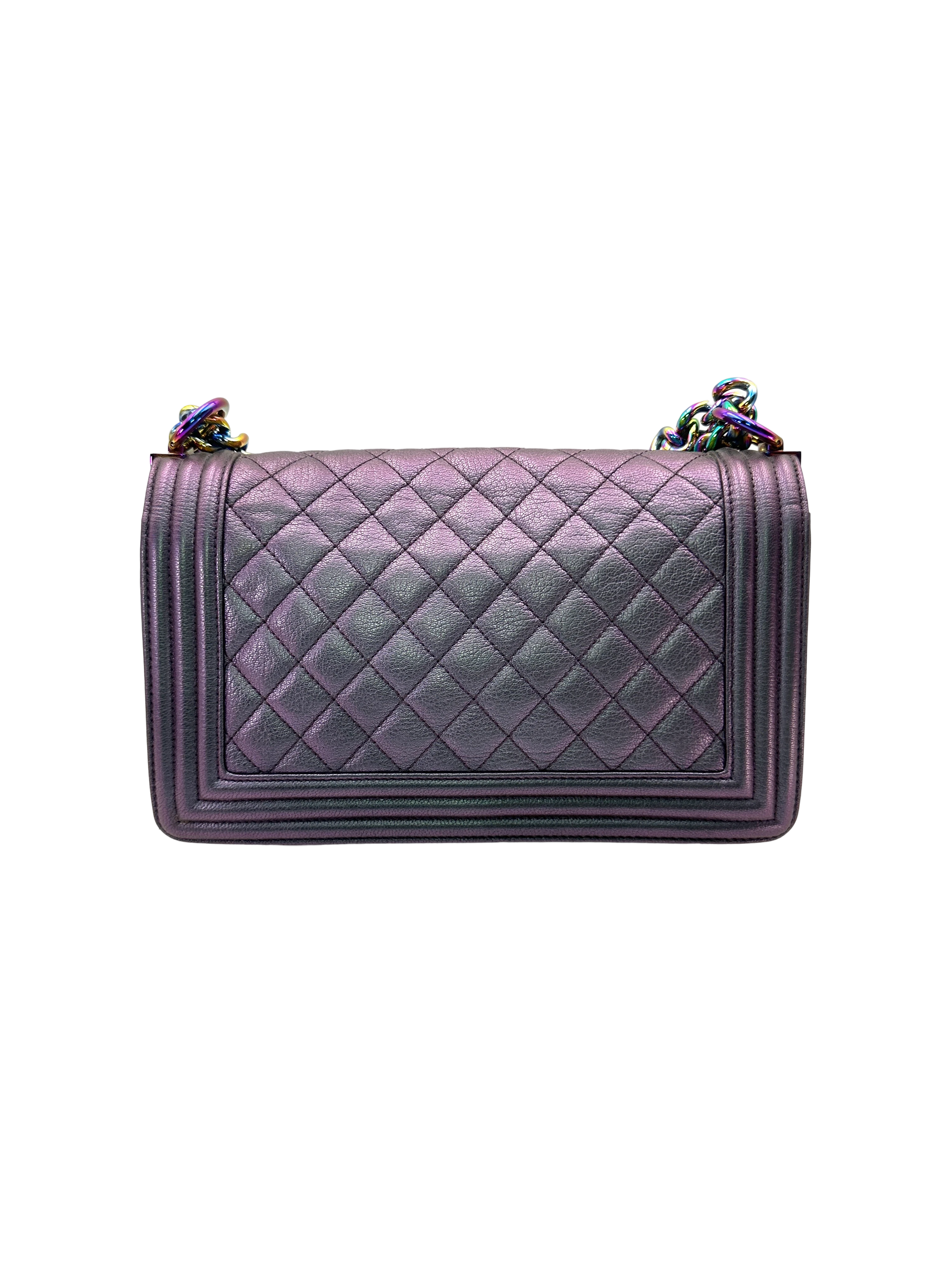 Chanel LeBoy Iridescent Purple Quilted Leather Medium Size Flap Bag(21***62) CC2513