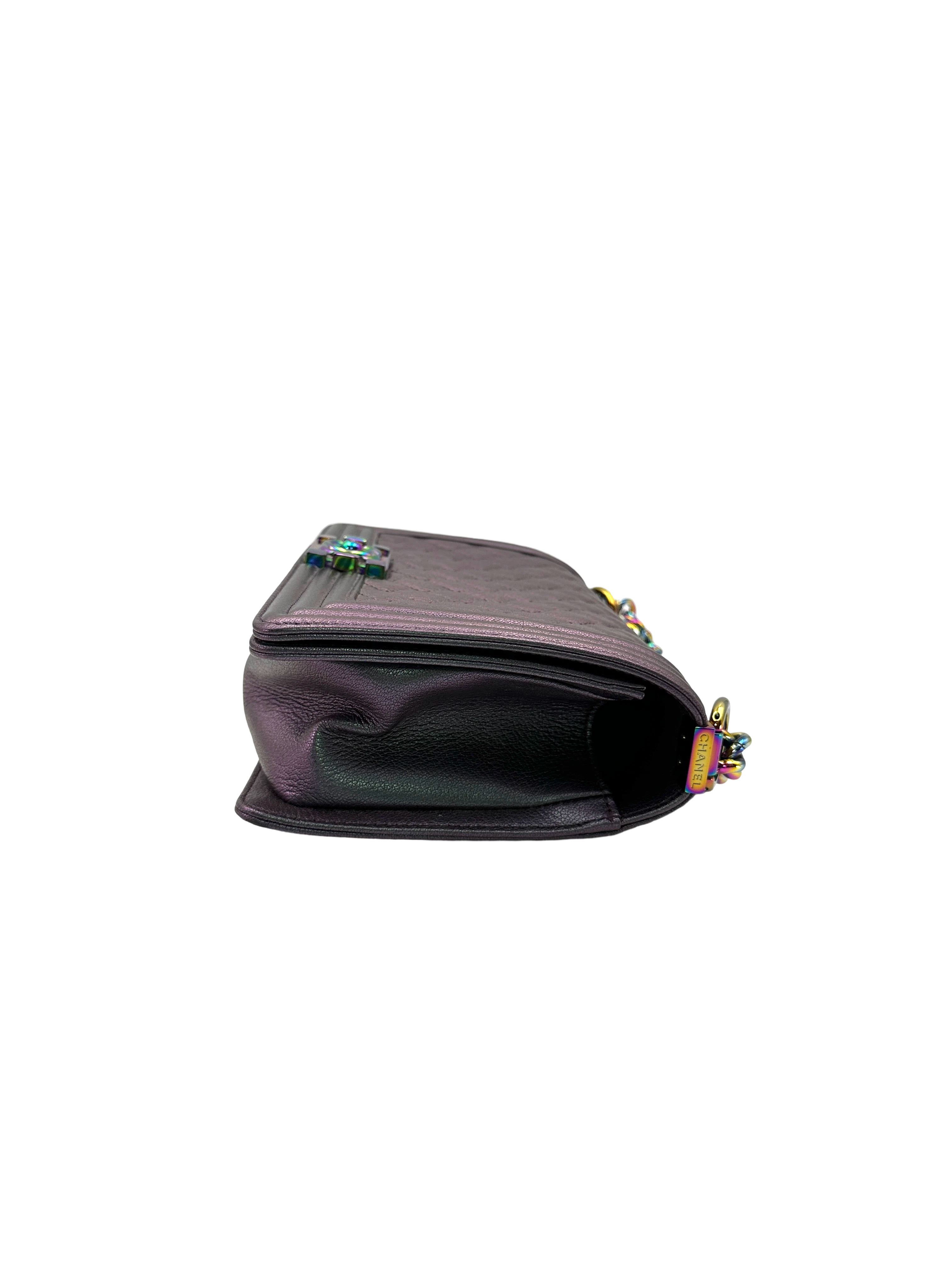 Chanel LeBoy Iridescent Purple Quilted Leather Medium Size Flap Bag(21***62) CC2513