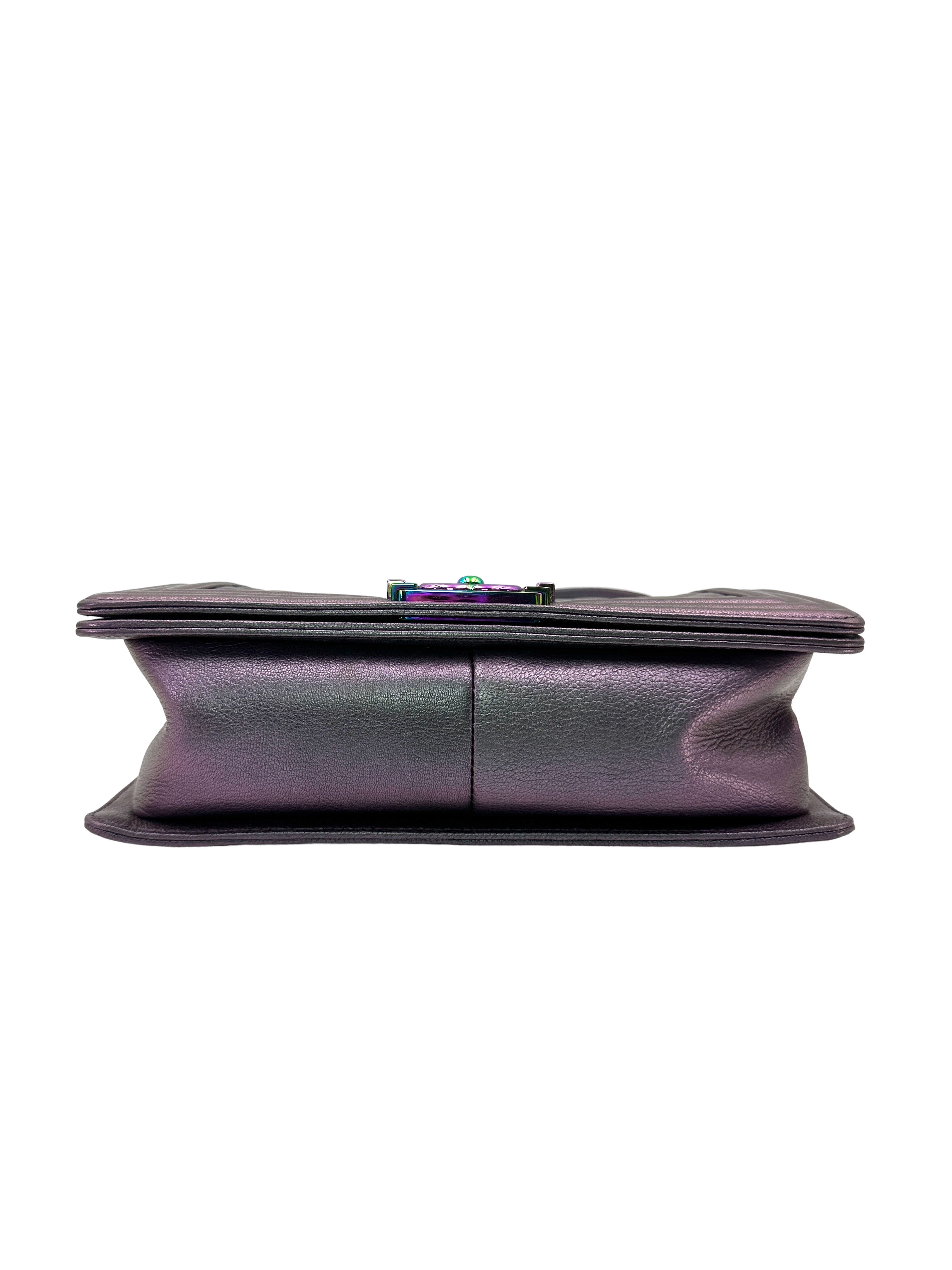Chanel LeBoy Iridescent Purple Quilted Leather Medium Size Flap Bag(21***62) CC2513