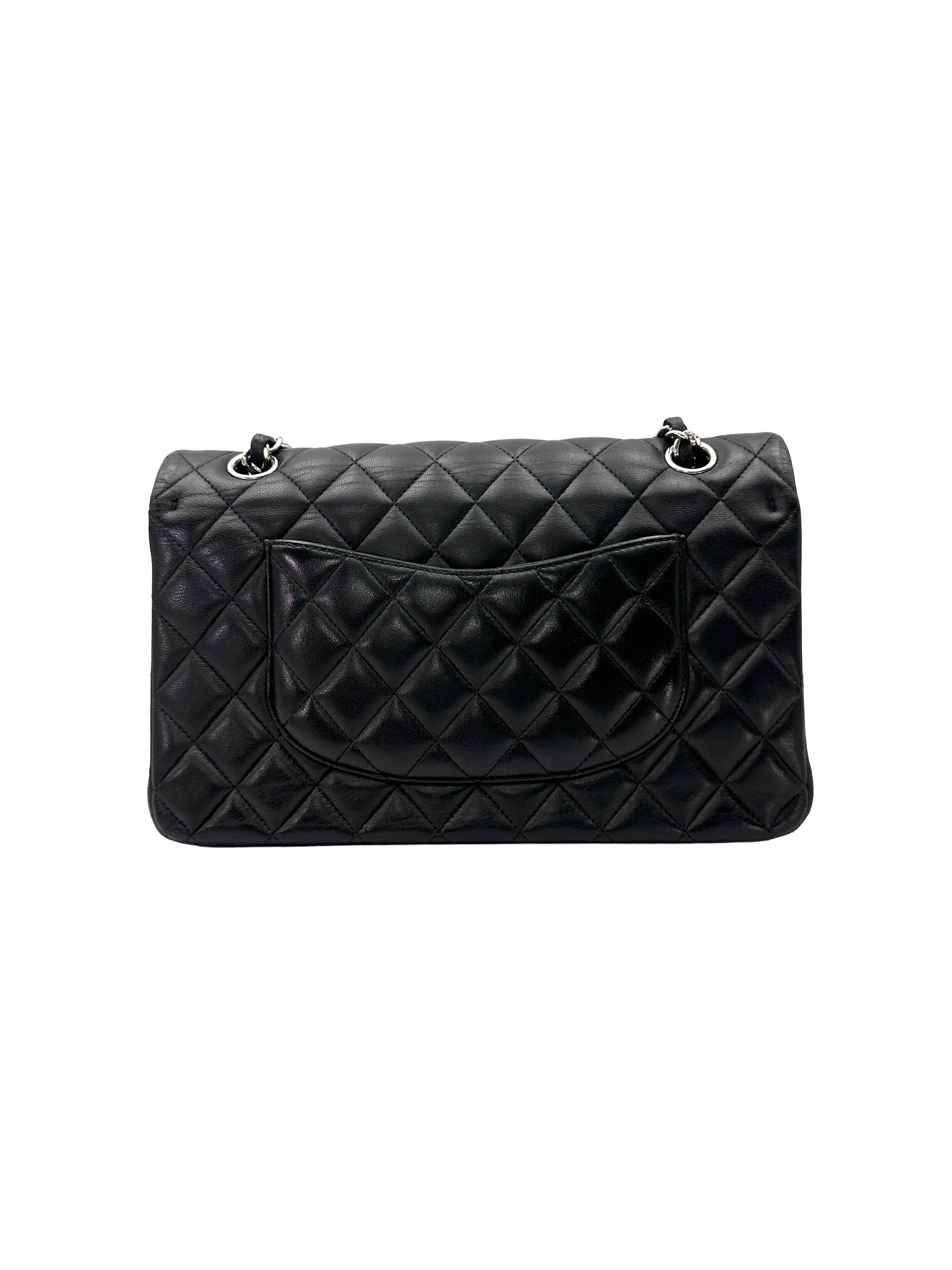 Chanel Classic Flap Black Quilted Lambskin Medium Size Shoulder Bag With Silver Buckle(19***50) CC2511