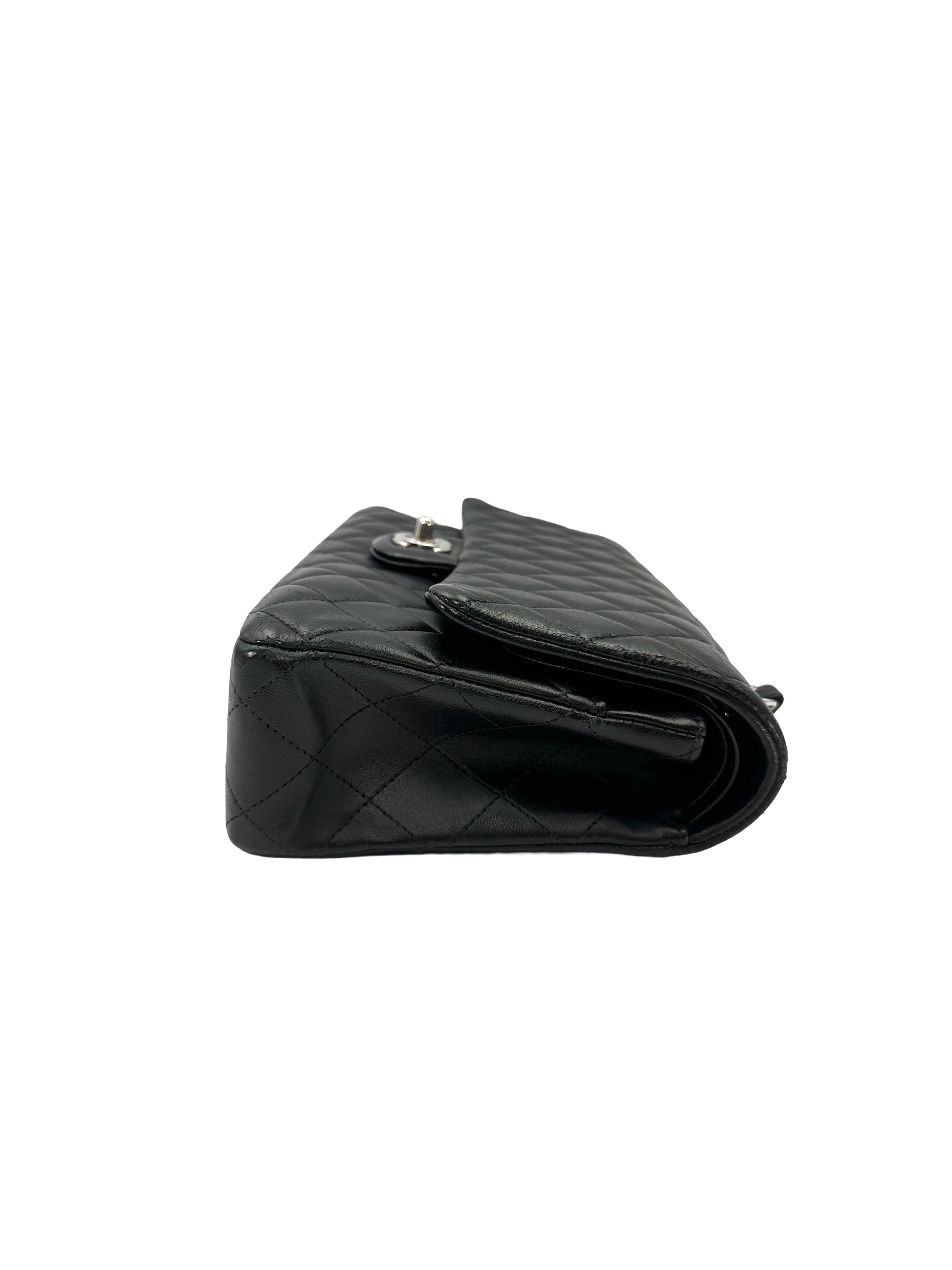 Chanel Classic Flap Black Quilted Lambskin Medium Size Shoulder Bag With Silver Buckle(19***50) CC2511