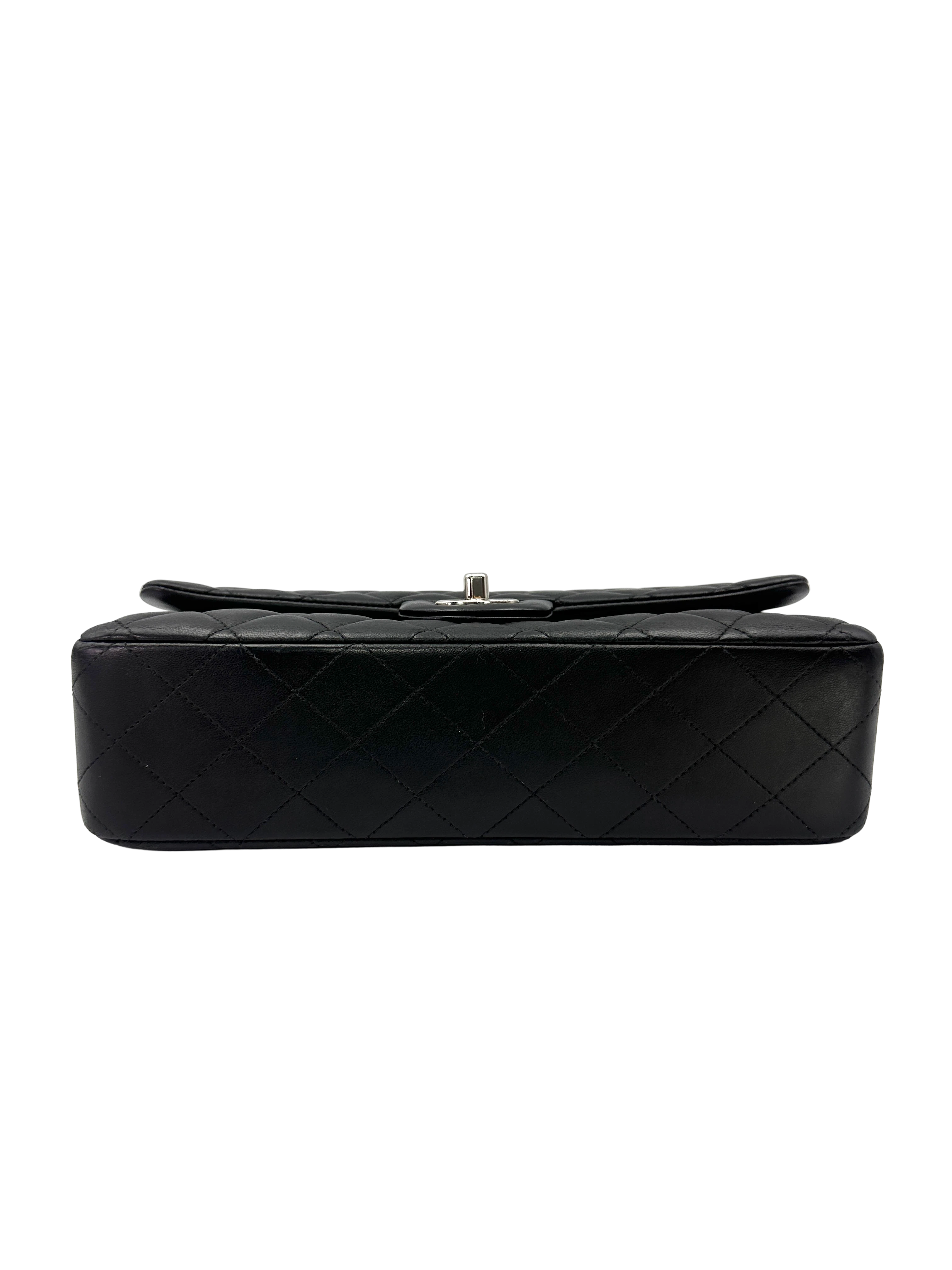 Chanel Classic Flap Black Quilted Lambskin Medium Size Shoulder Bag With Silver Buckle(19***50) CC2511