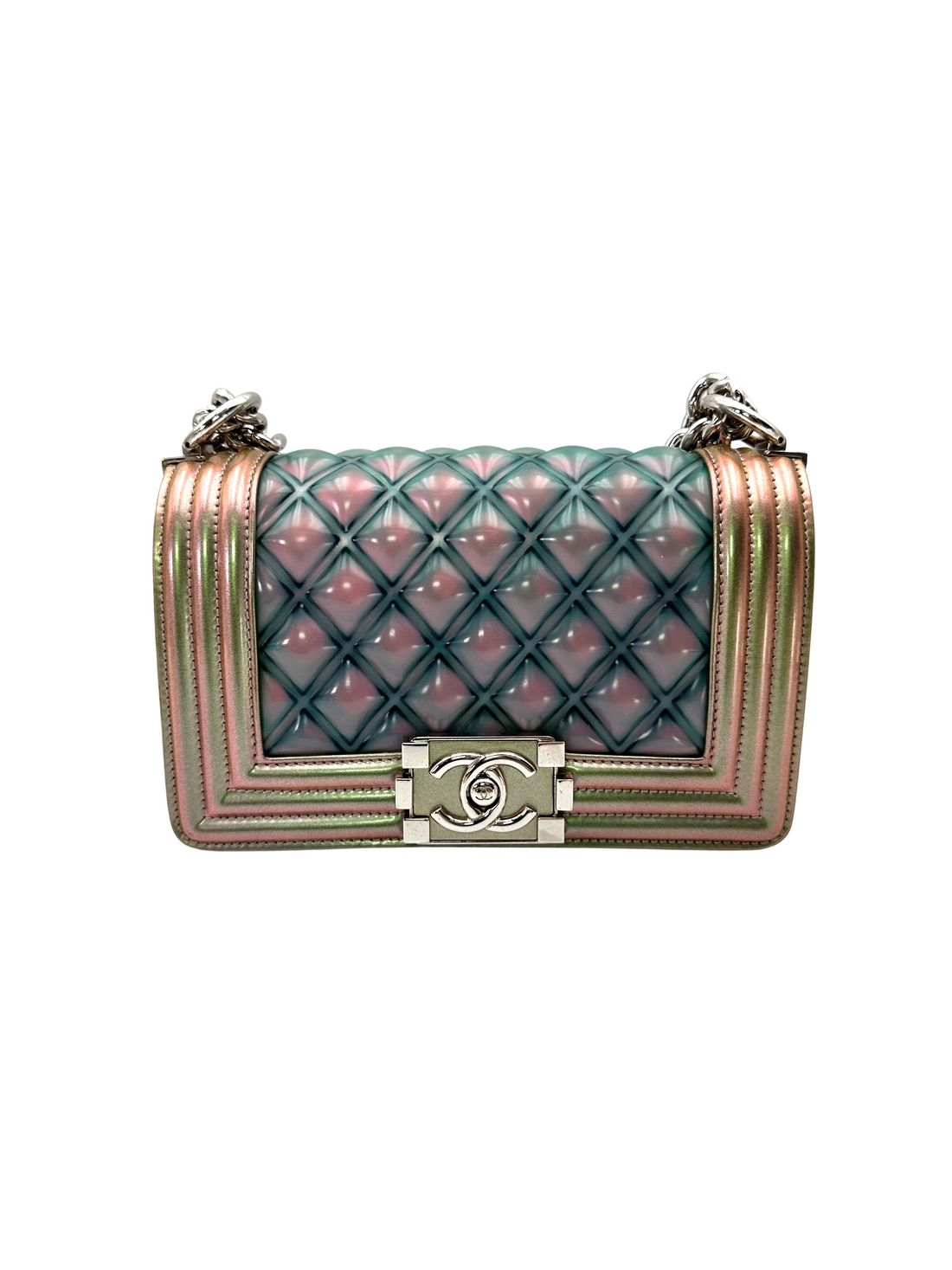 Chanel LeBoy Iridescent Blue Quilted Leather Small Size Flap Bag(25***71) CC2517