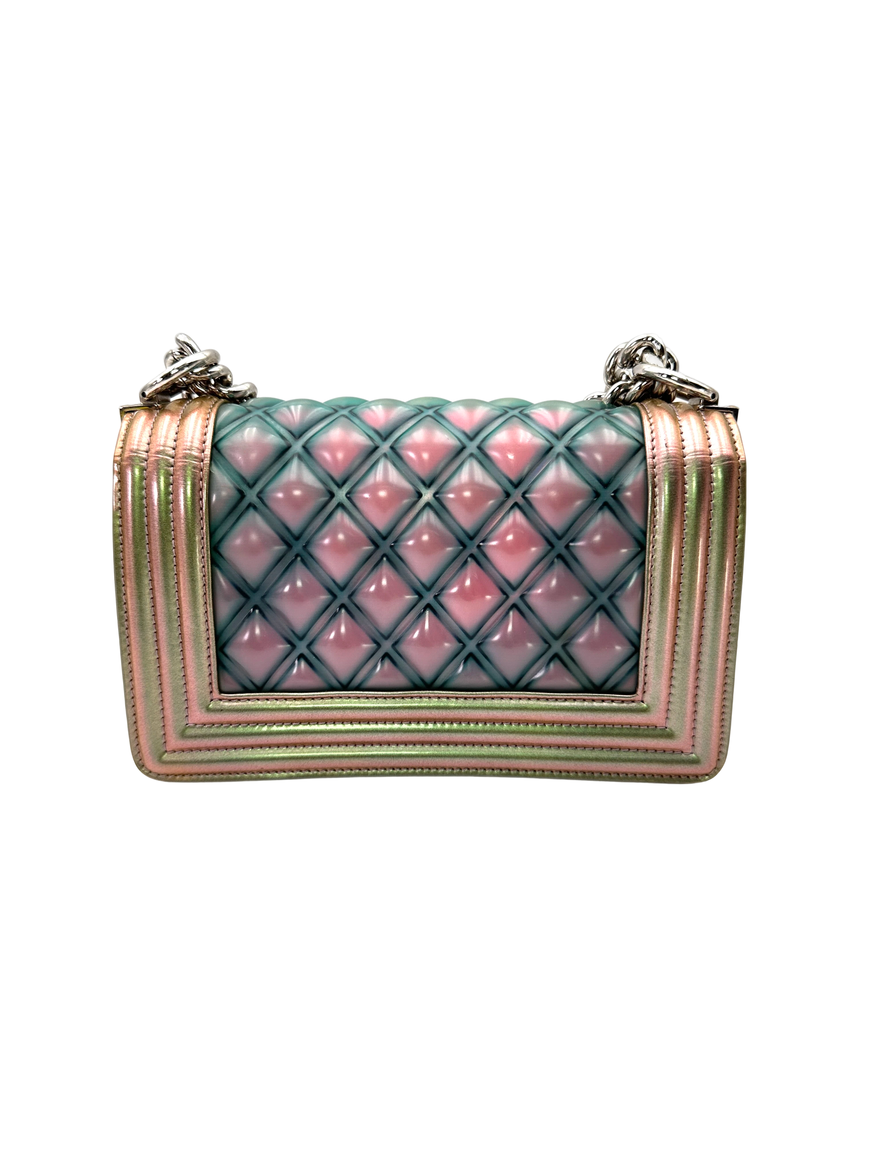 Chanel LeBoy Iridescent Blue Quilted Leather Small Size Flap Bag(25***71) CC2517