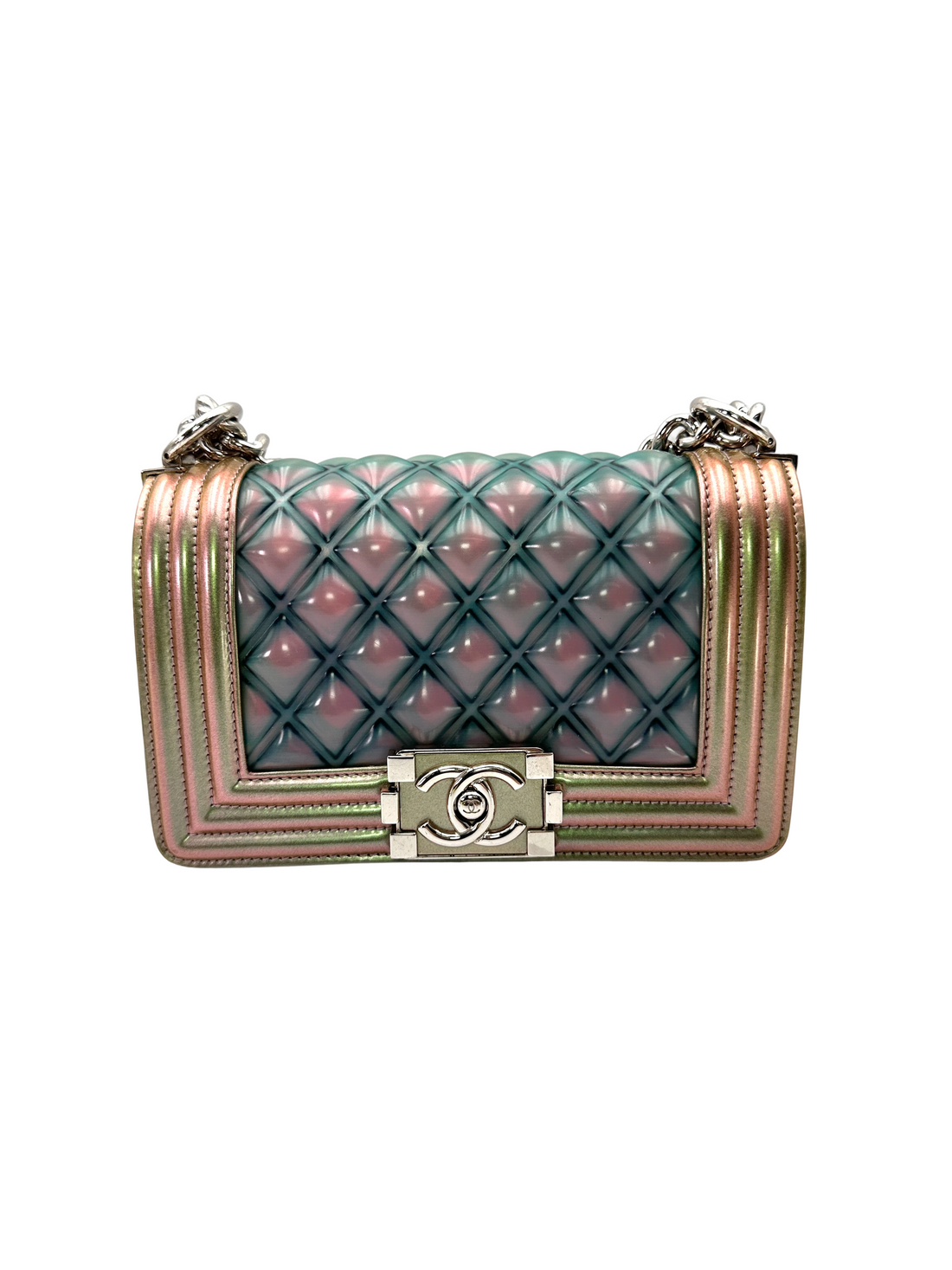 Chanel LeBoy Iridescent Blue Quilted Leather Small Size Flap Bag(25***71) CC2517