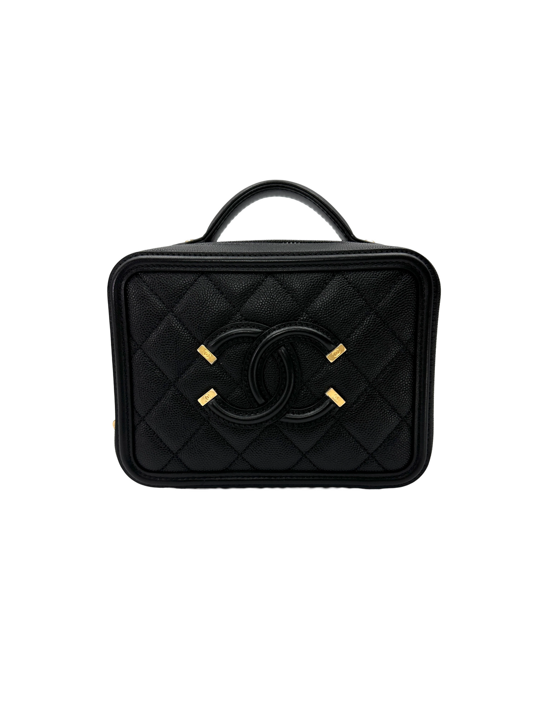 Chanel CC Filigree Black Quilted Leather Vanity Case(25***06) CC2514