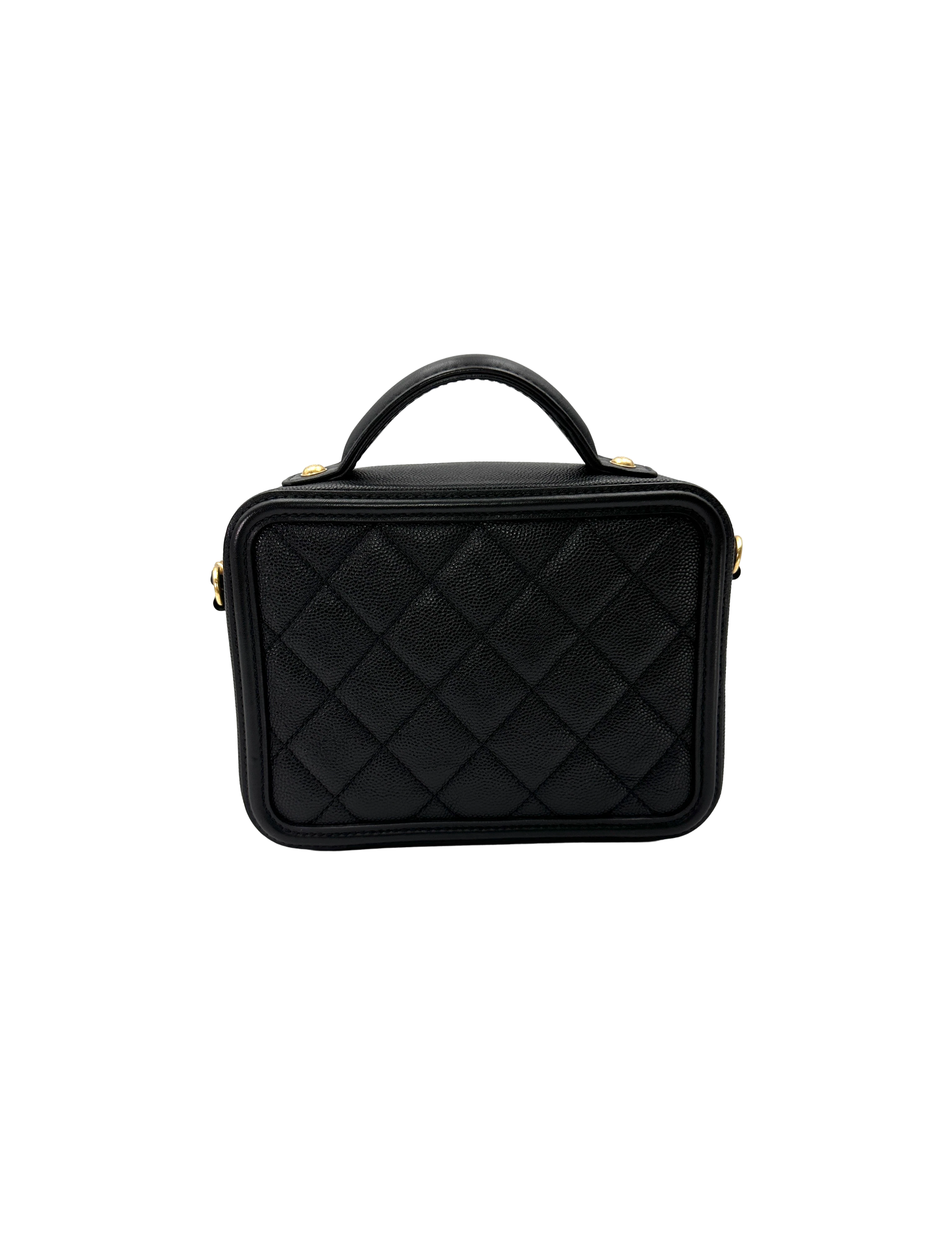 Chanel CC Filigree Black Quilted Leather Vanity Case(25***06) CC2514