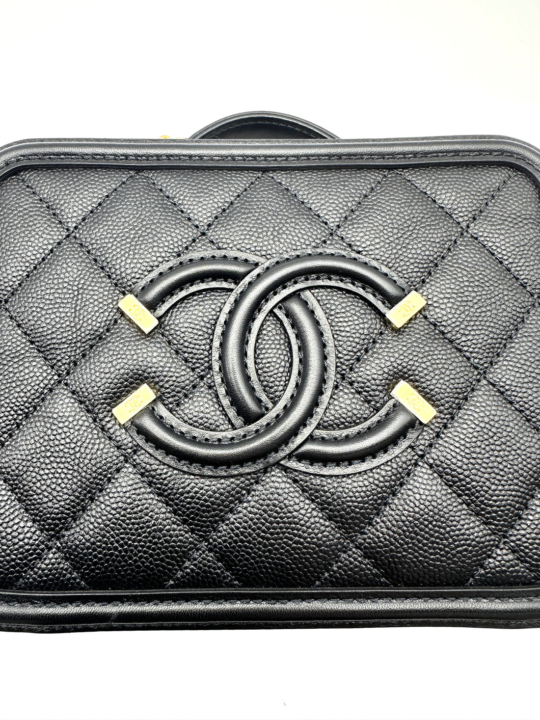 Chanel CC Filigree Black Quilted Leather Vanity Case(25***06) CC2514