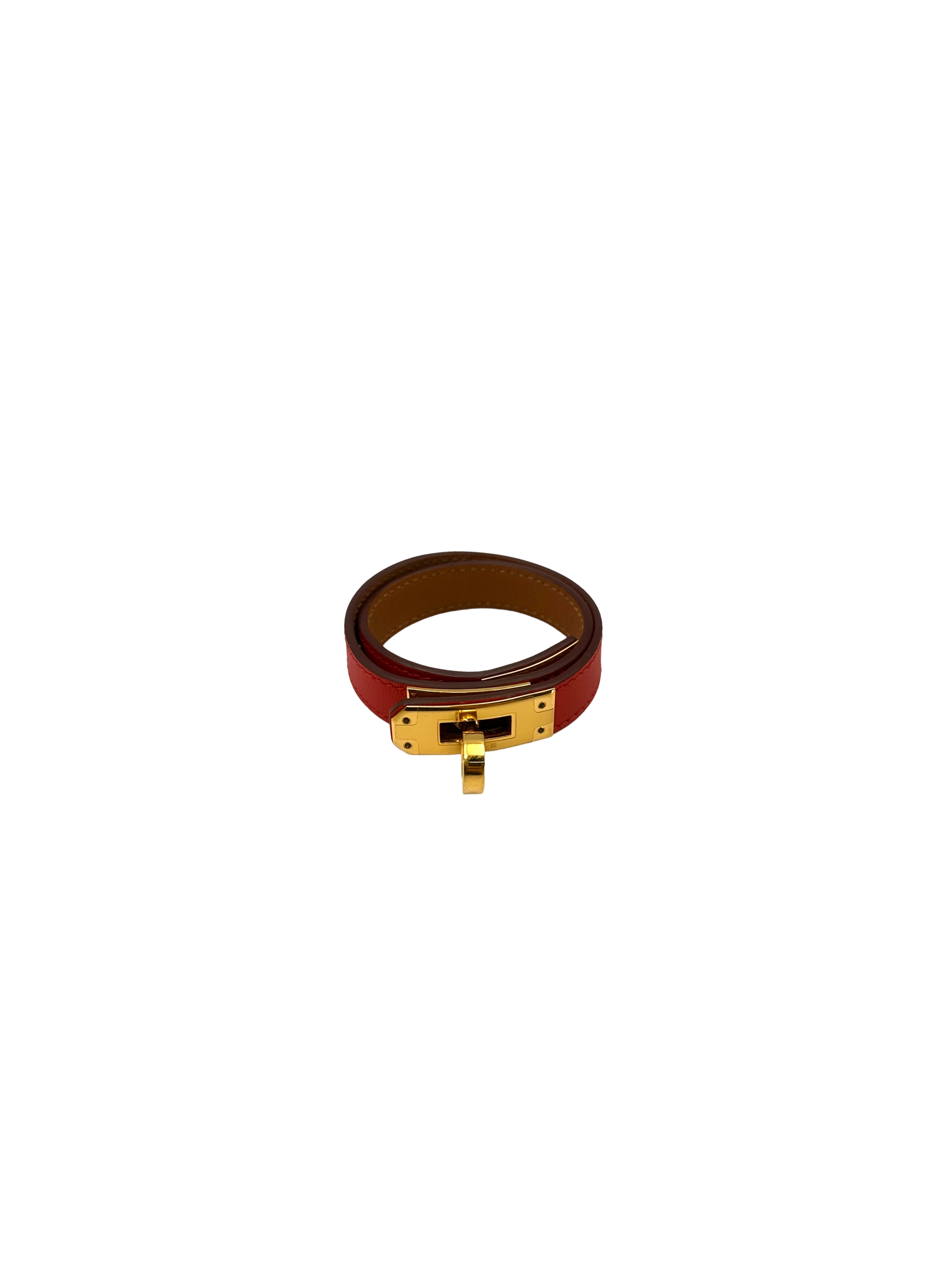 Hermes Kelly Double Tour Red Leather Bracelet HR158